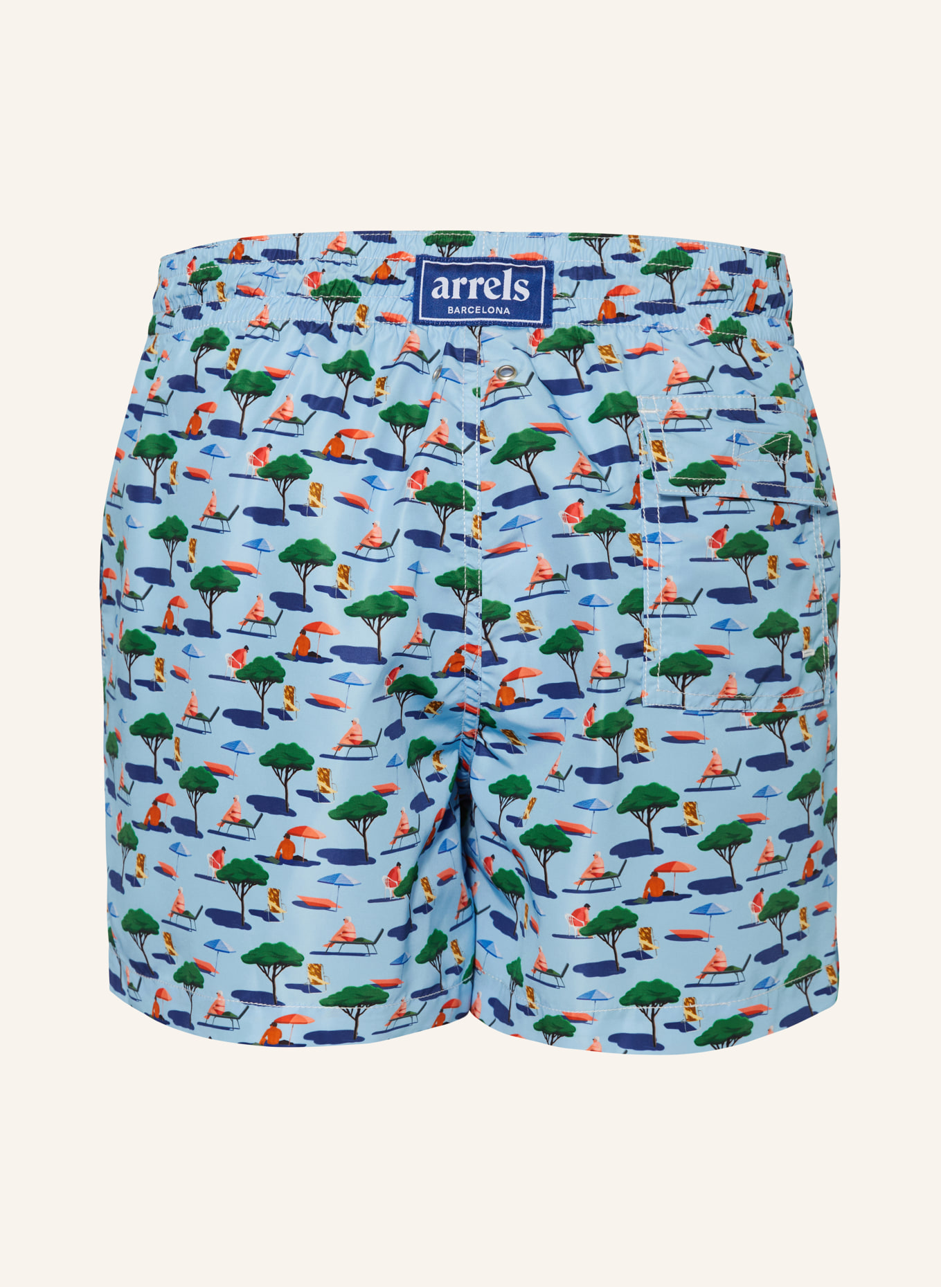 arrels BARCELONA Swim shorts GLAMPING × ANA POPESCU, Color: LIGHT BLUE/ GREEN (Image 2)