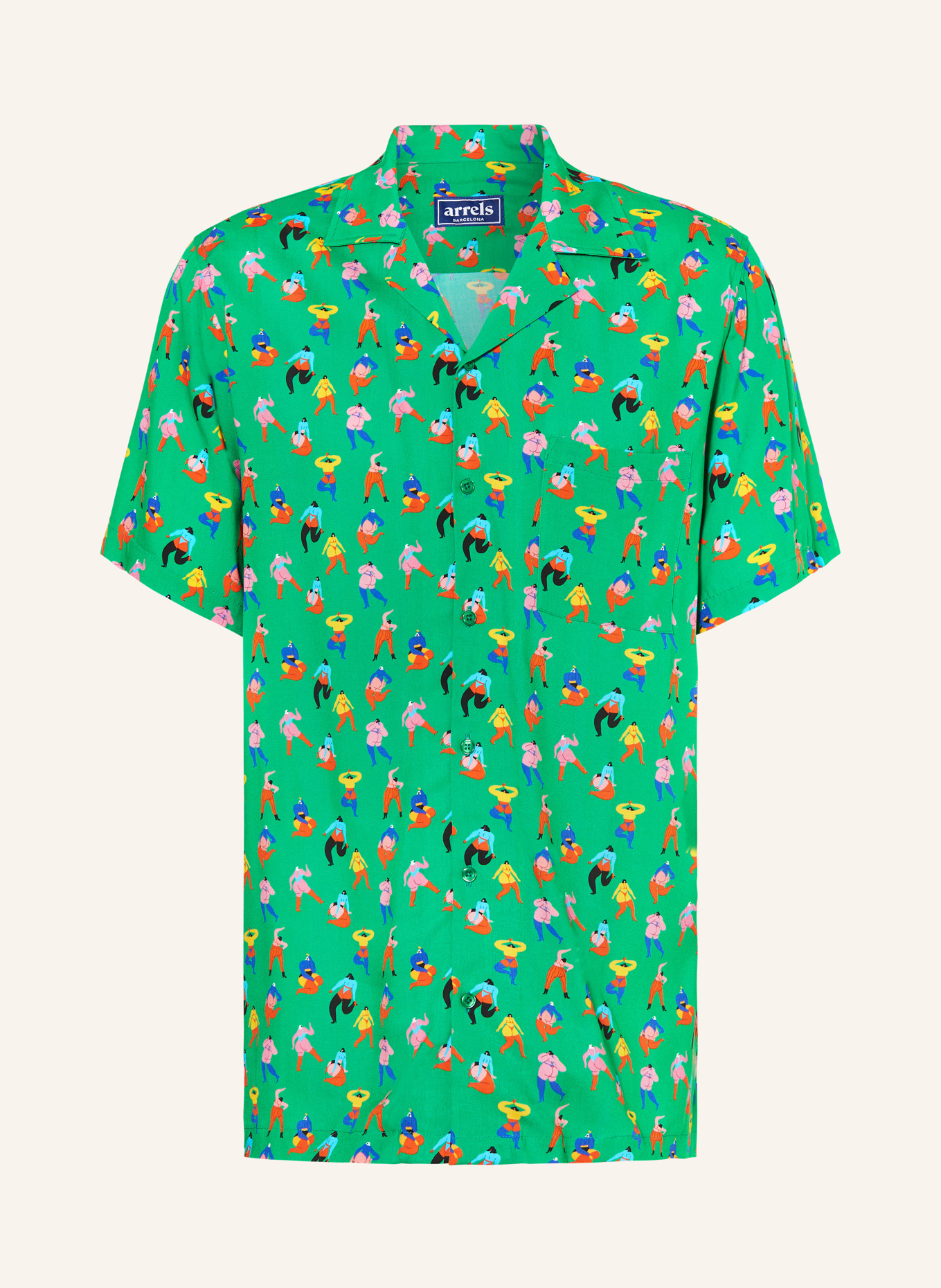 arrels BARCELONA Resorthemd GREEN FUN GIRLS X EGLE ZVIRBLYTE Comfort Fit, Farbe: GRÜN (Bild 1)