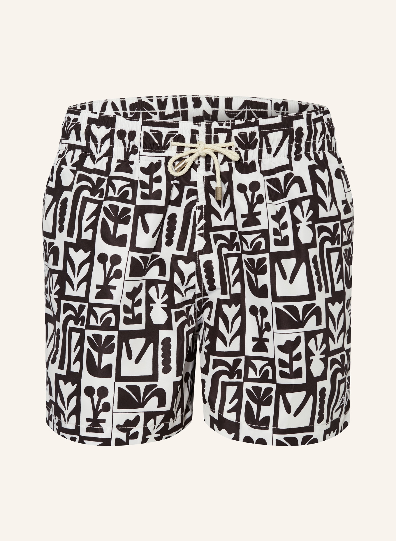 arrels BARCELONA Swim shorts BLOOMING × TIMO MKUILDER, Color: BLACK/ WHITE (Image 1)
