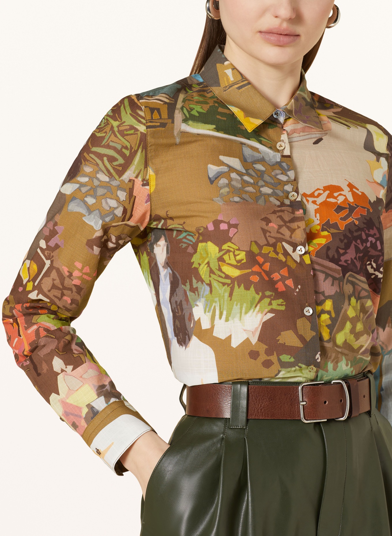 van Laack Shirt blouse CARRY, Color: BROWN/ LIGHT BROWN/ ORANGE (Image 4)