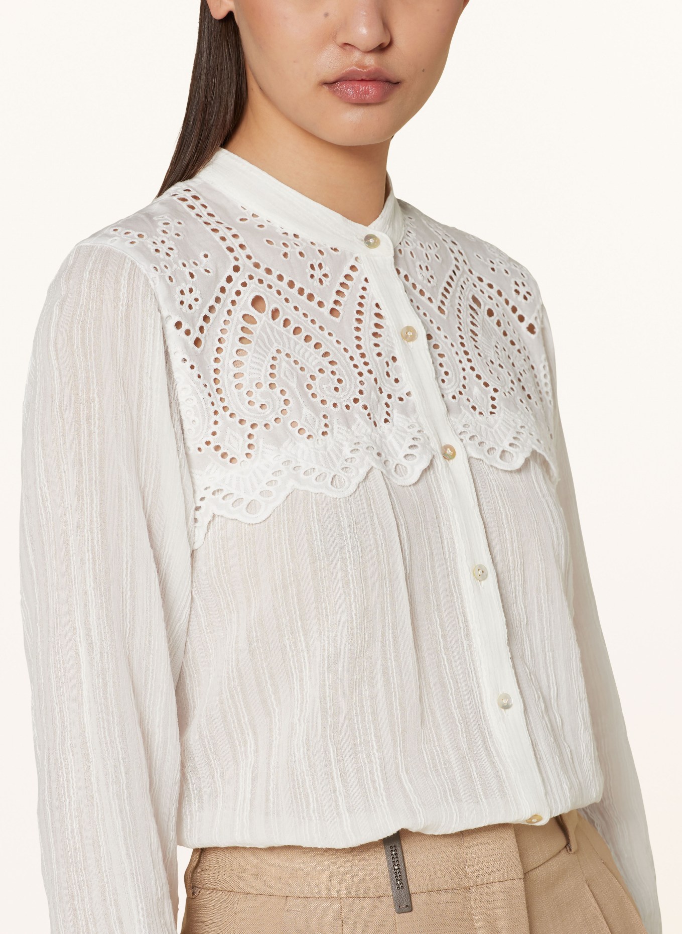 van Laack Blouse with broderie anglaise, Color: WHITE (Image 4)