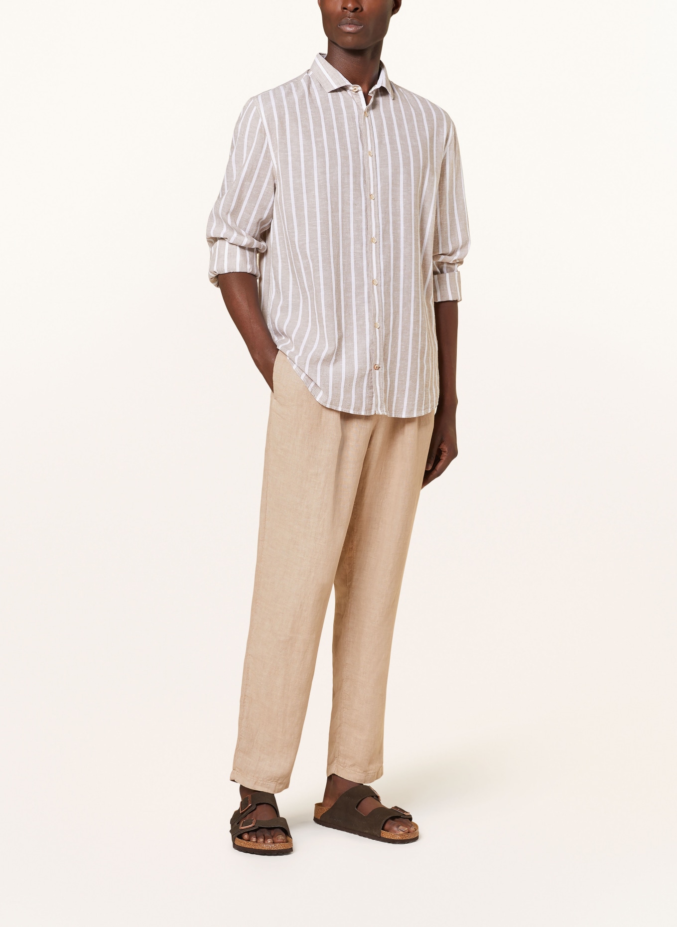 COLOURS & SONS Shirt comfort fit with linen, Color: BEIGE (Image 2)