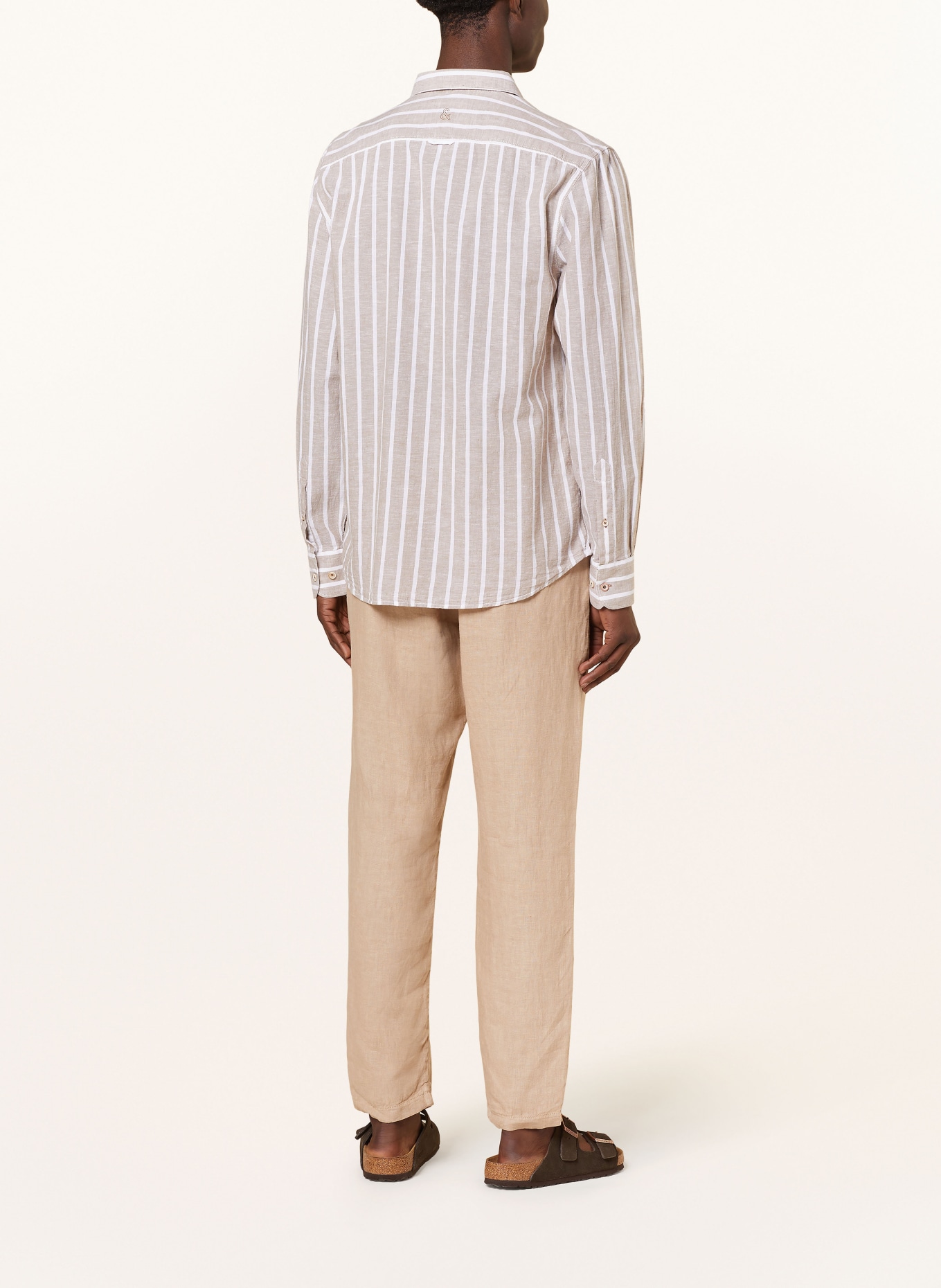 COLOURS & SONS Shirt comfort fit with linen, Color: BEIGE (Image 3)