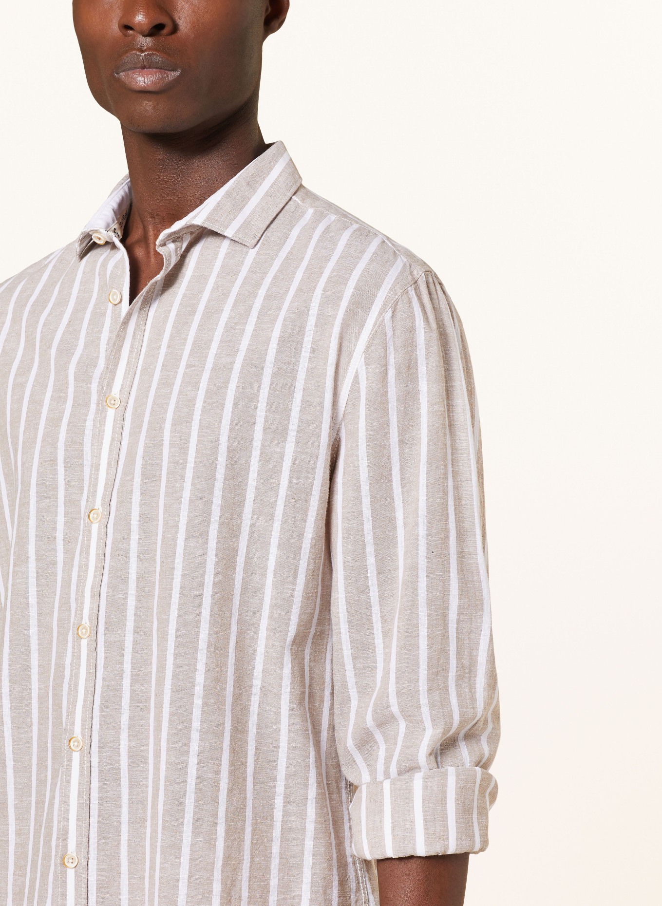 COLOURS & SONS Shirt comfort fit with linen, Color: BEIGE (Image 4)