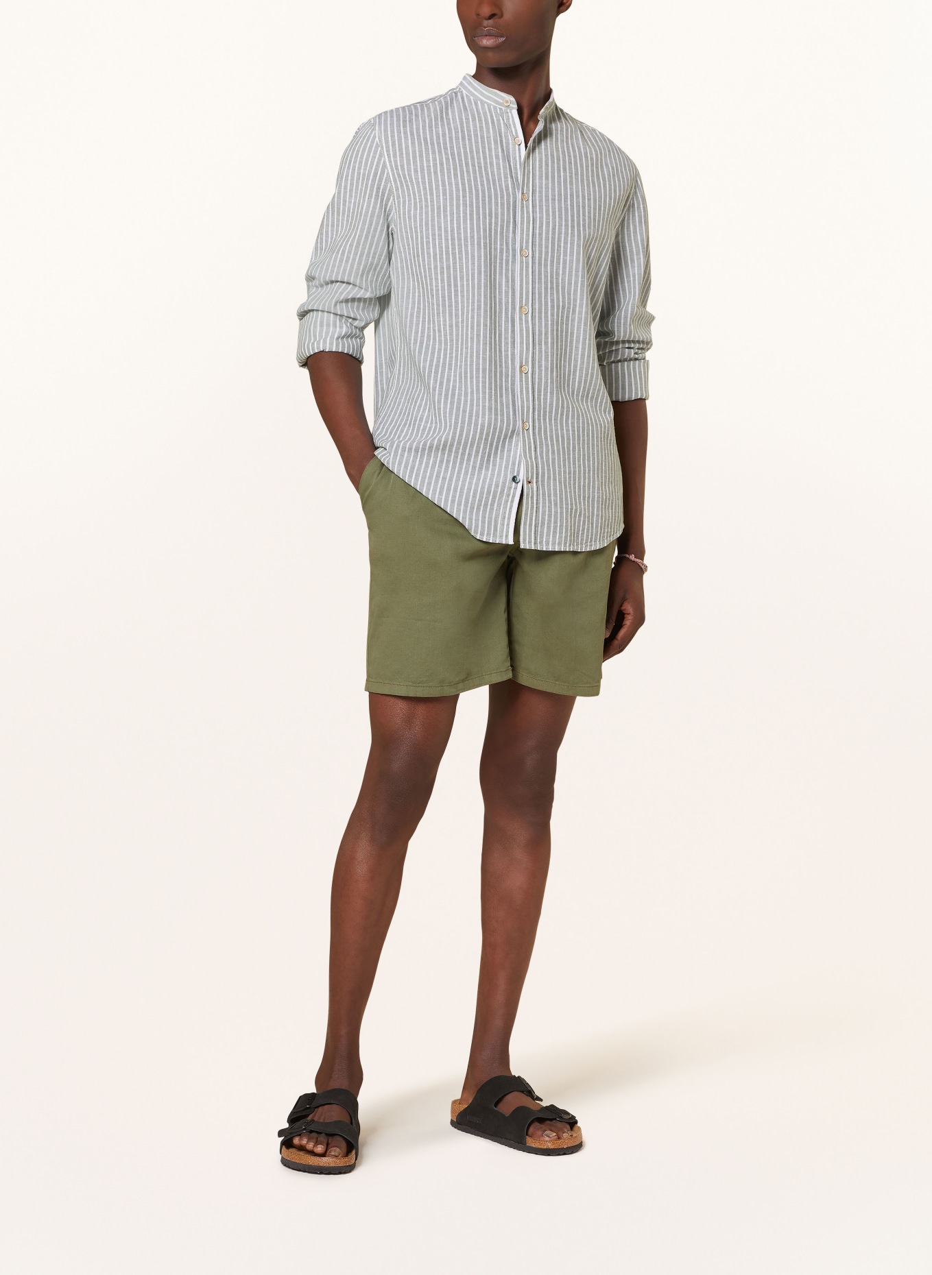 COLOURS & SONS Koszula z dodatkiem lnu regular fit, Kolor: JASNOZIELONY (Obrazek 2)