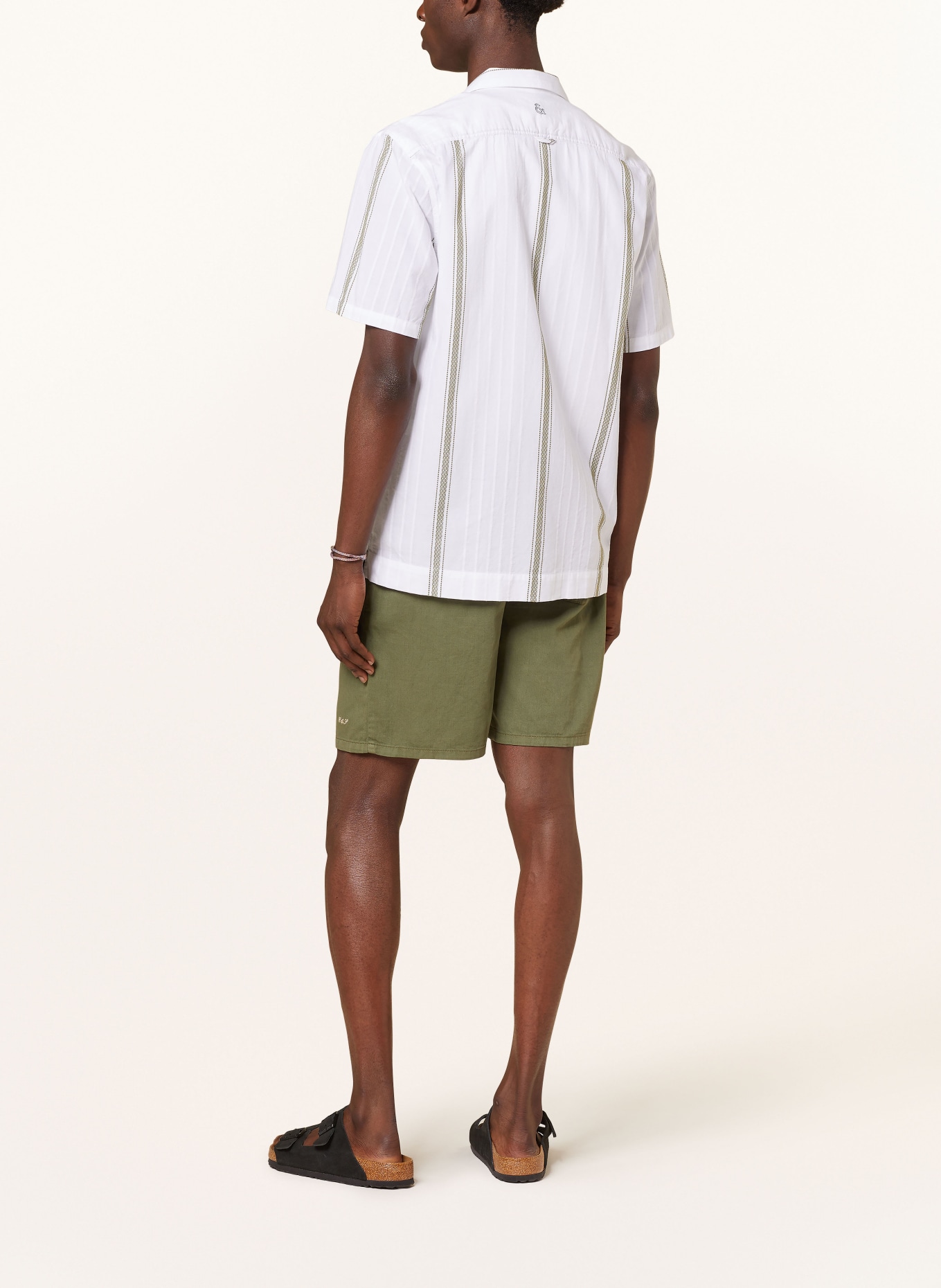COLOURS & SONS Resort shirt MYKONOS regular fit, Color: WHITE/ OLIVE (Image 3)