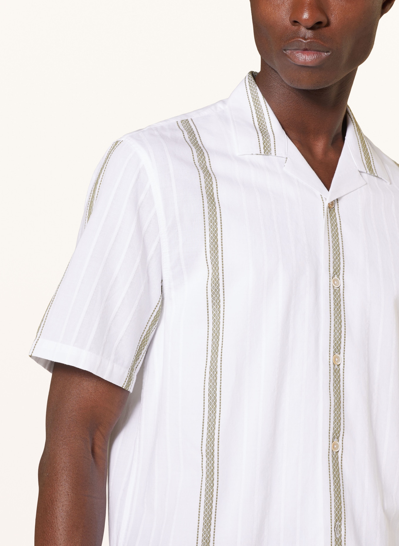 COLOURS & SONS Koszula z klapami MYKONOS regular fit, Kolor: BIAŁY/ OLIWKOWY (Obrazek 4)