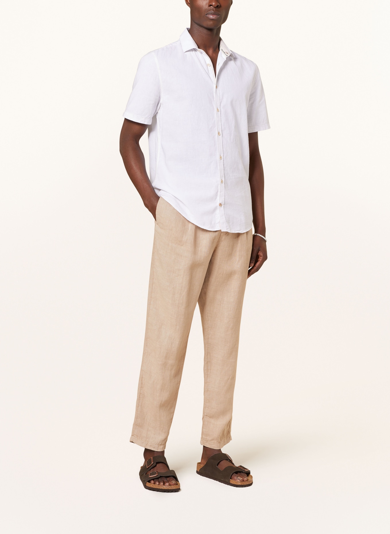 COLOURS & SONS Short sleeve shirt regular fit with linen, Color: WHITE (Image 2)