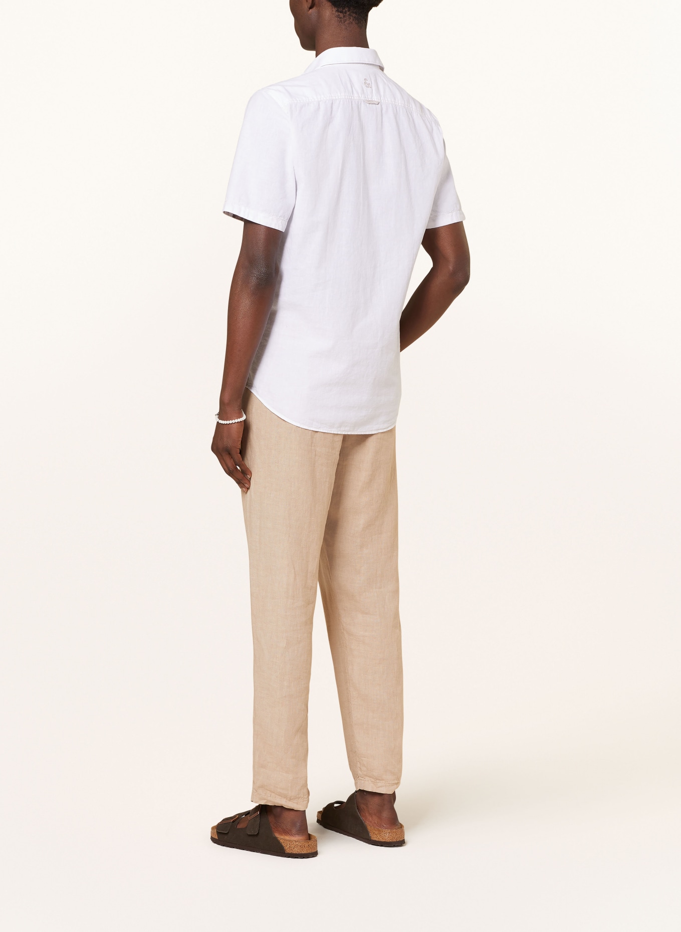 COLOURS & SONS Short sleeve shirt regular fit with linen, Color: WHITE (Image 3)