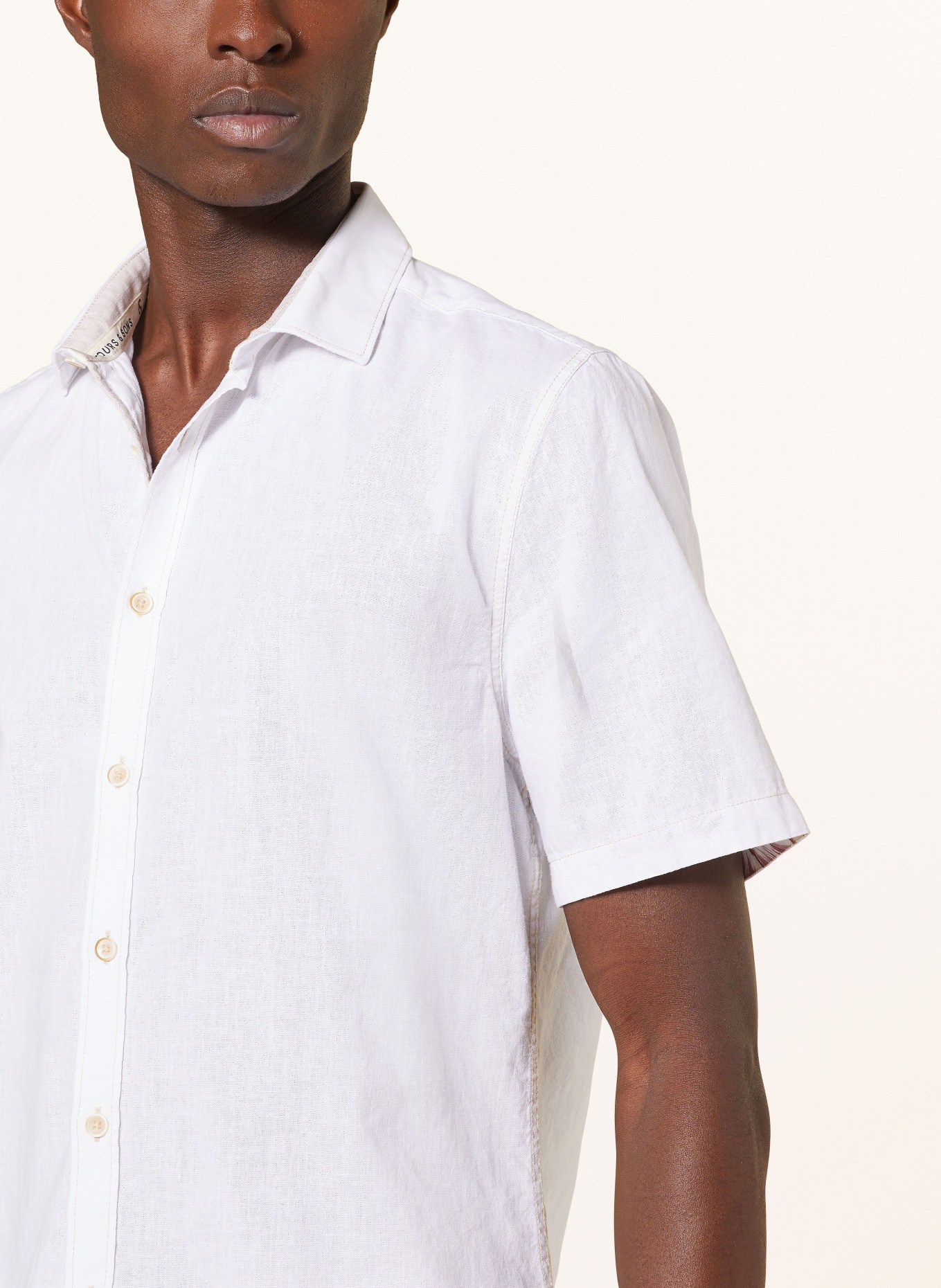 COLOURS & SONS Short sleeve shirt regular fit with linen, Color: WHITE (Image 4)