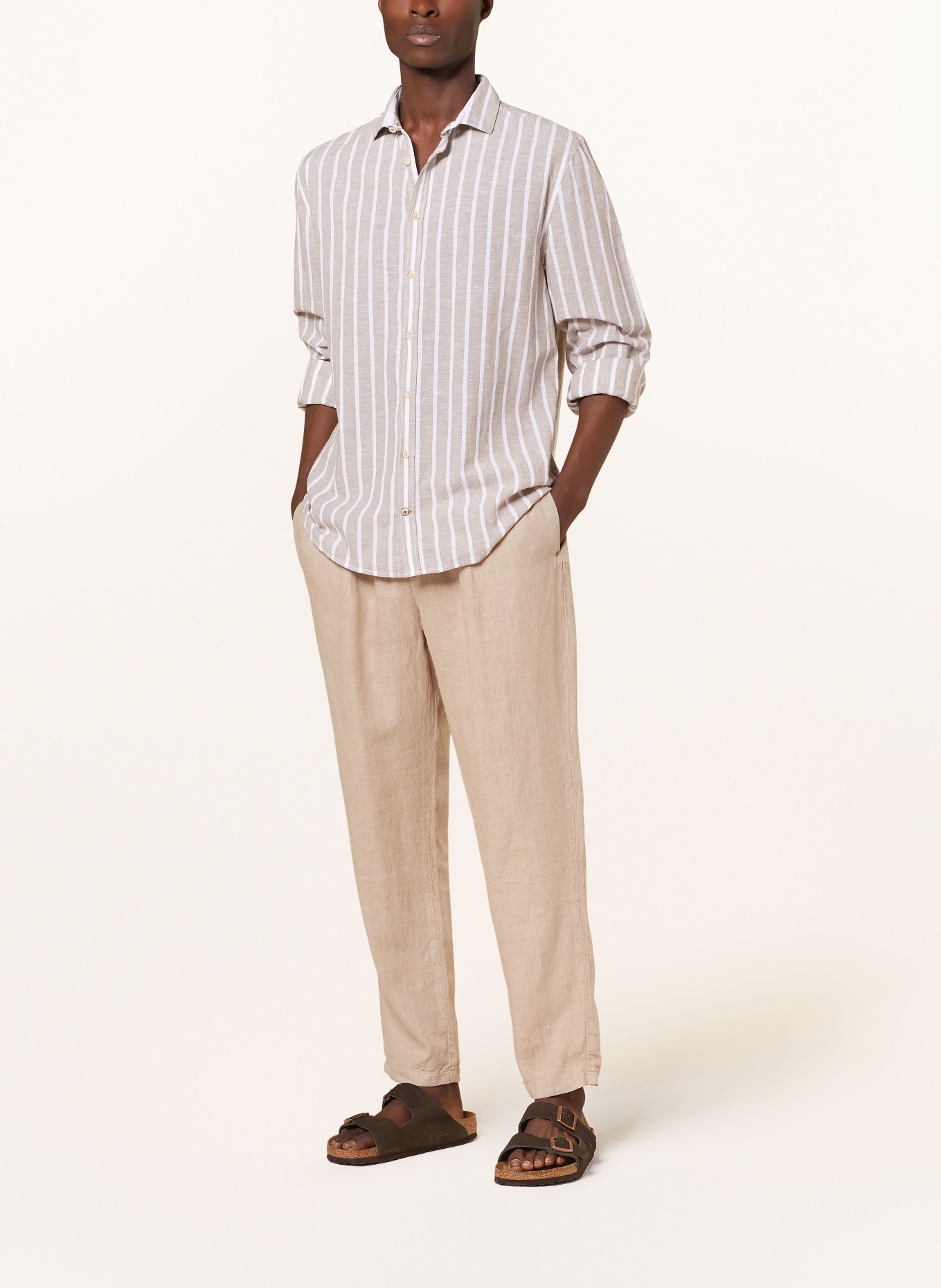 COLOURS & SONS Linen pants in jogger style, Color: BEIGE (Image 2)