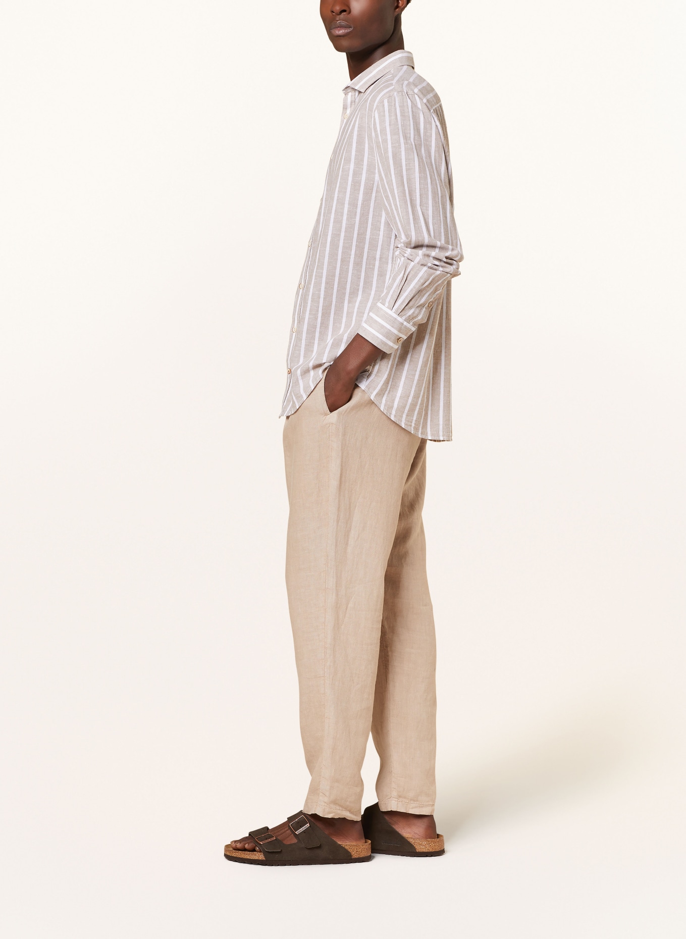 COLOURS & SONS Spodnie z lnu w stylu dresowym, Kolor: BEŻOWY (Obrazek 4)