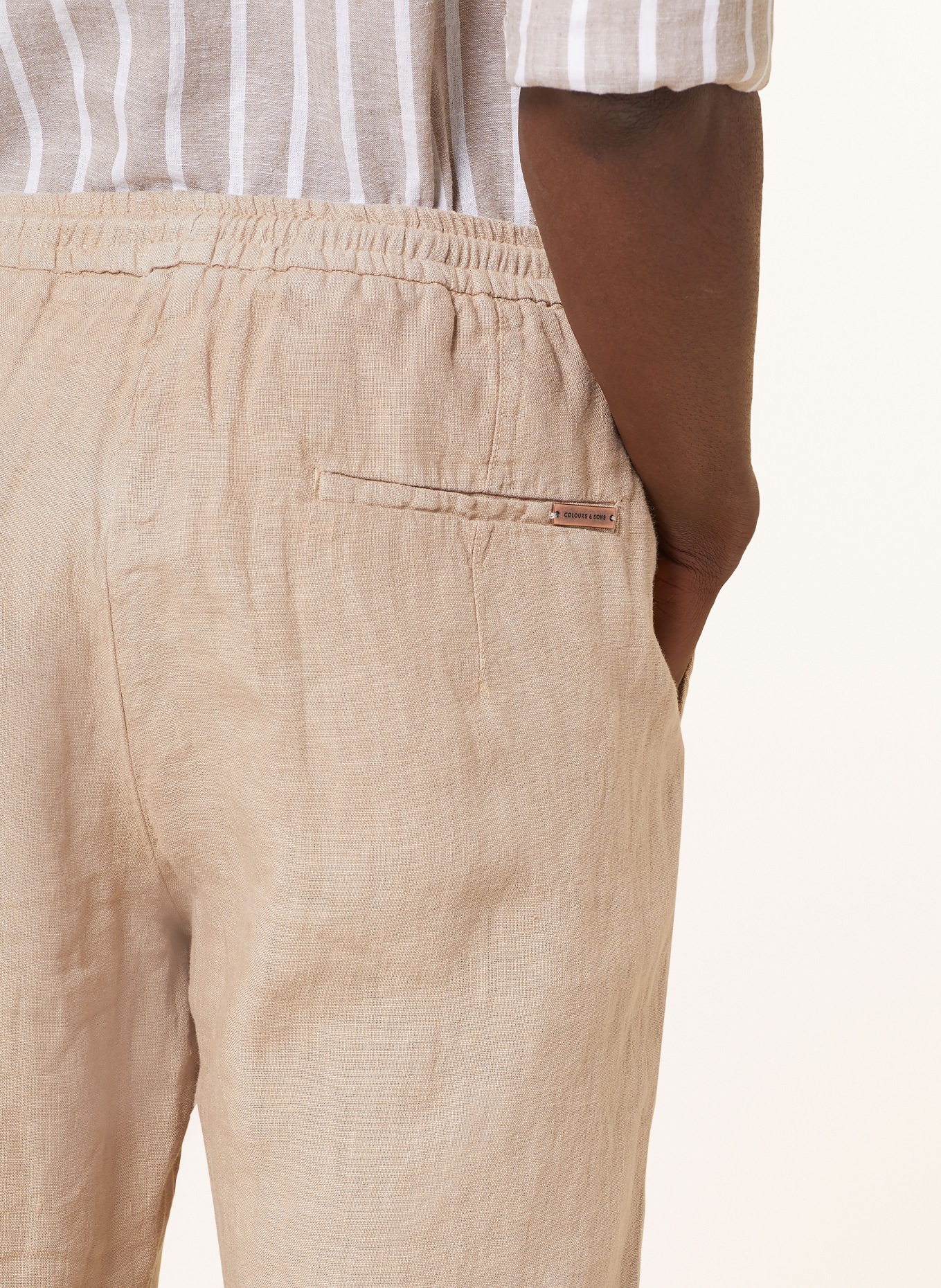 COLOURS & SONS Linen pants in jogger style, Color: BEIGE (Image 6)