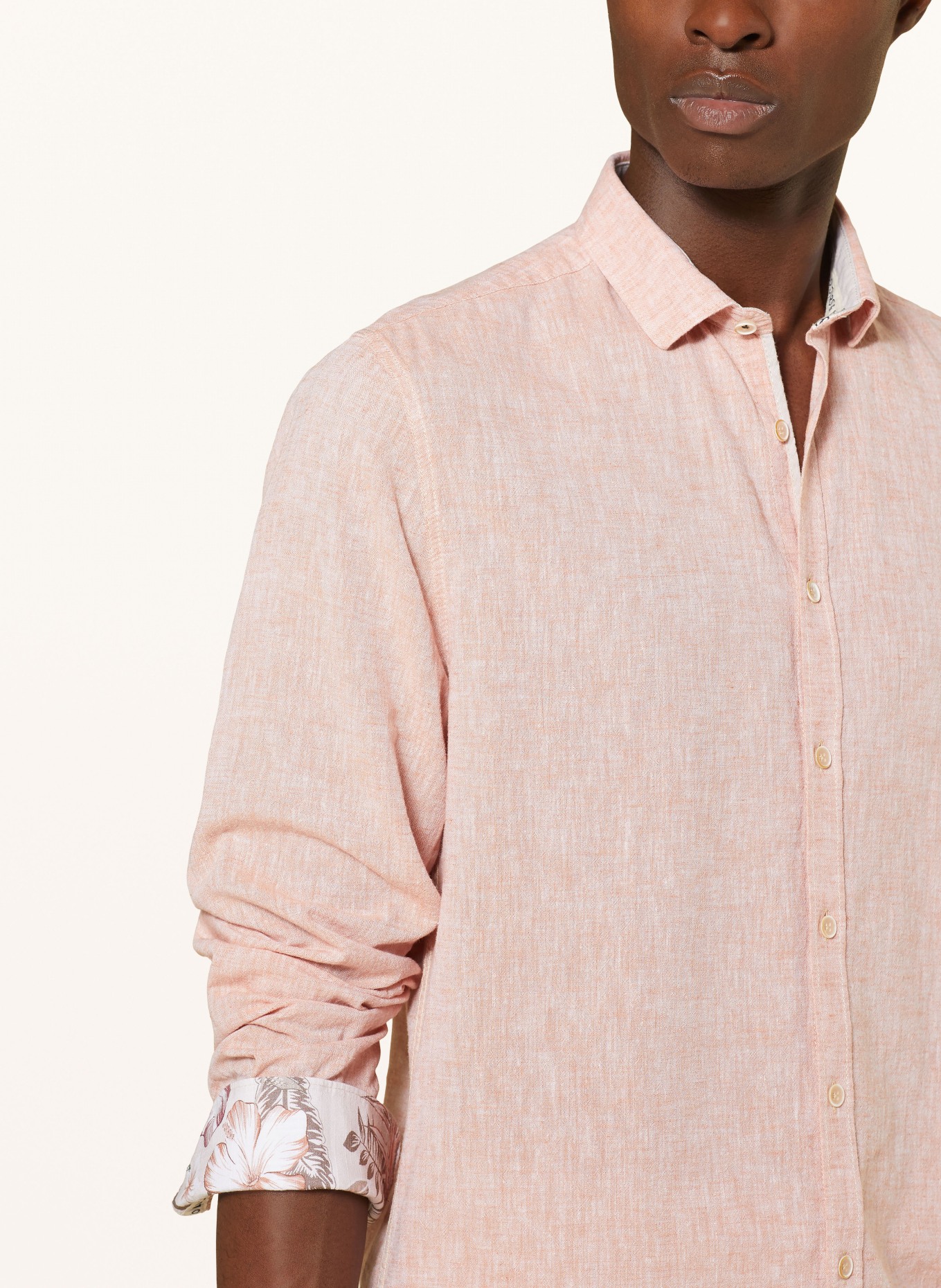 COLOURS & SONS Shirt regular fit with linen, Color: LIGHT ORANGE (Image 4)