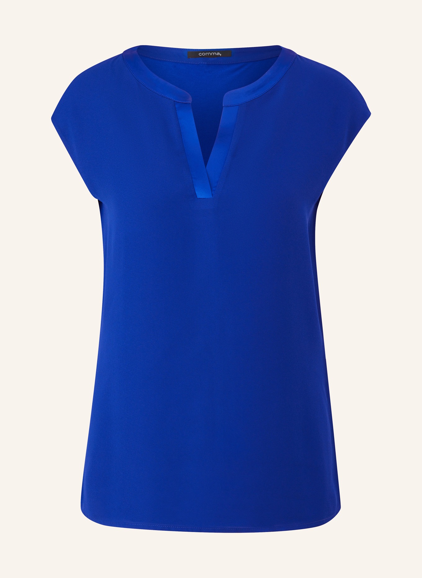 comma Blouse top in mixed materials, Color: DARK BLUE (Image 1)