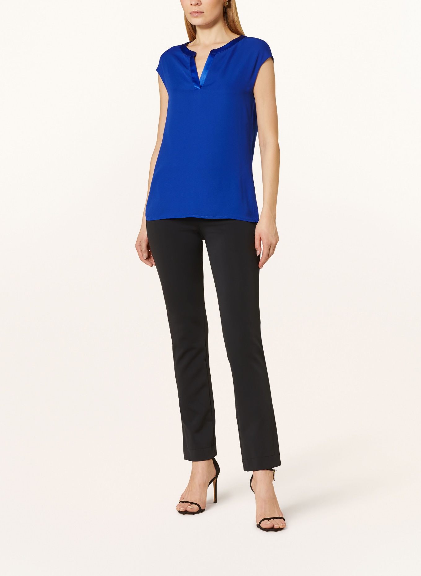 comma Blouse top in mixed materials, Color: DARK BLUE (Image 2)