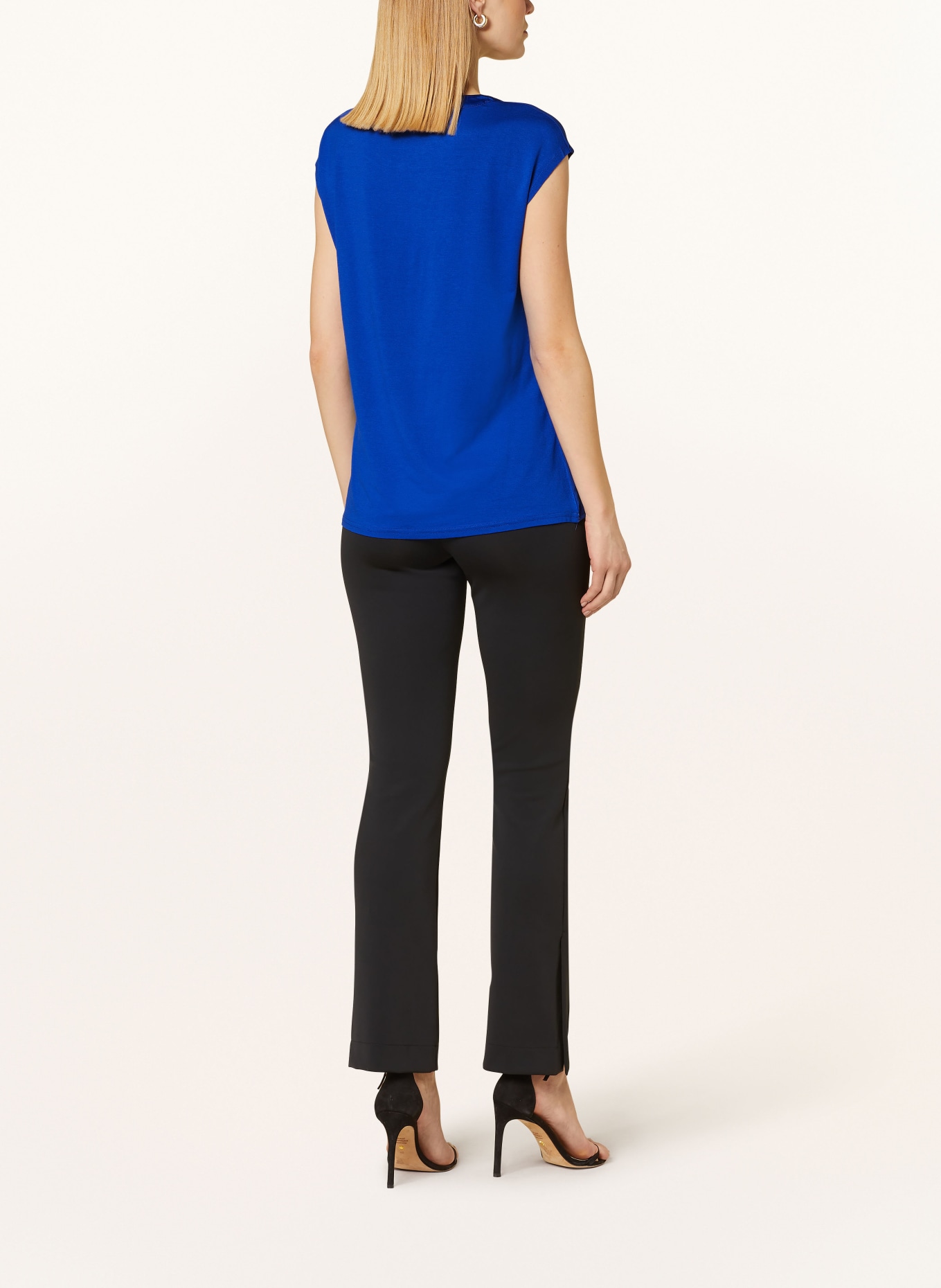 comma Blouse top in mixed materials, Color: DARK BLUE (Image 3)