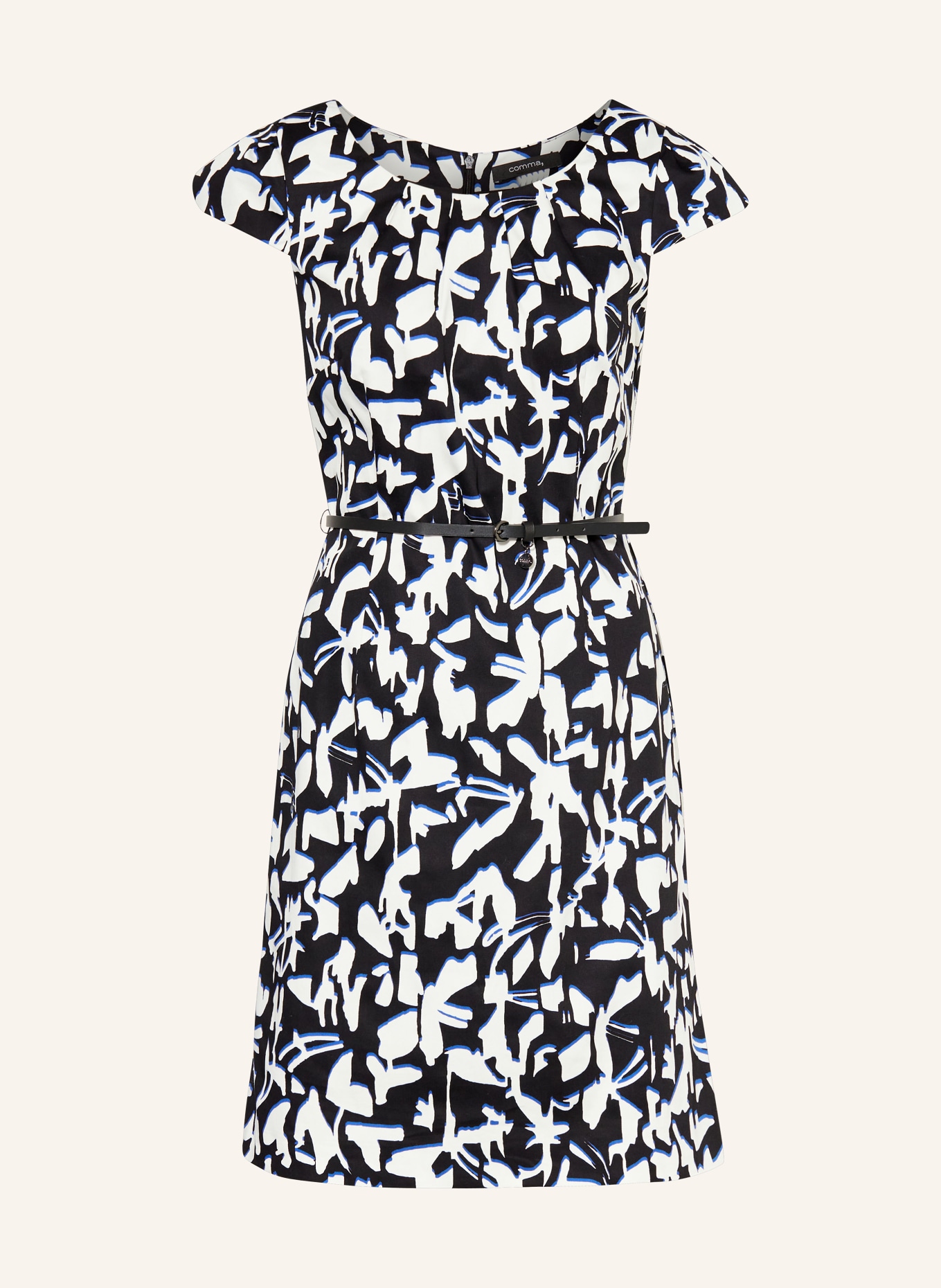 comma Sheath dress, Color: BLACK/ WHITE/ BLUE (Image 1)