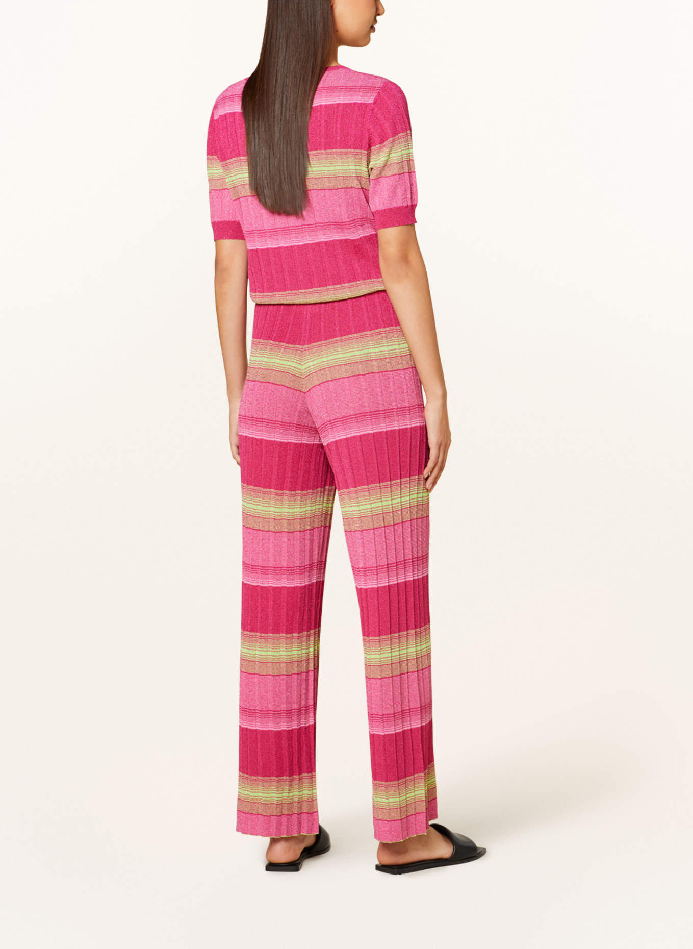 darling harbour Knit trousers with glitter thread, Color: PINK/ LIGHT GREEN/ PINK (Image 3)