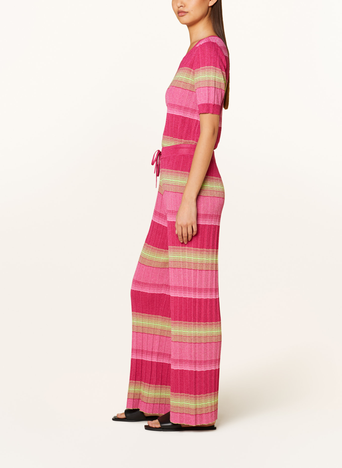 darling harbour Knit trousers with glitter thread, Color: PINK/ LIGHT GREEN/ PINK (Image 4)