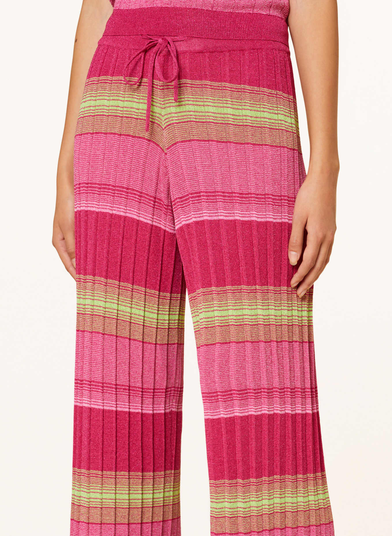darling harbour Knit trousers with glitter thread, Color: PINK/ LIGHT GREEN/ PINK (Image 5)