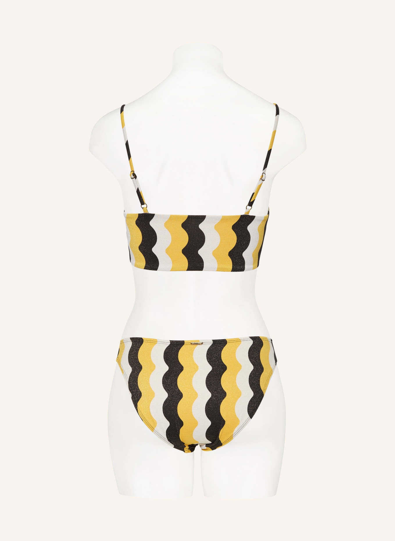 O'NEILL Bralette bikini BEACH VINTAGE MIDLES RITA with glitter thread, Color: BLACK/ WHITE/ DARK YELLOW (Image 3)