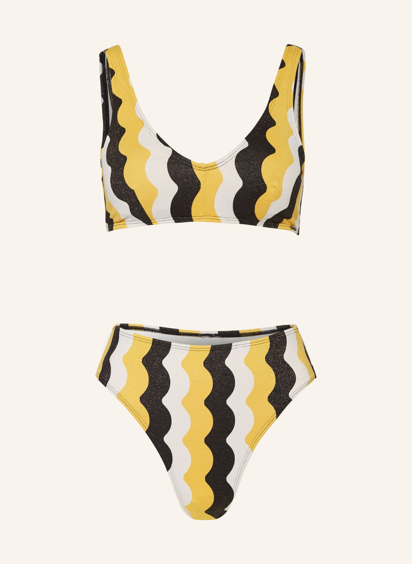 O'NEILL Bikini bralette BEACH VINTAGE z błyszczącą przędzą, Kolor: CZARNY/ BIAŁY/ ŻÓŁTY (Obrazek 1)