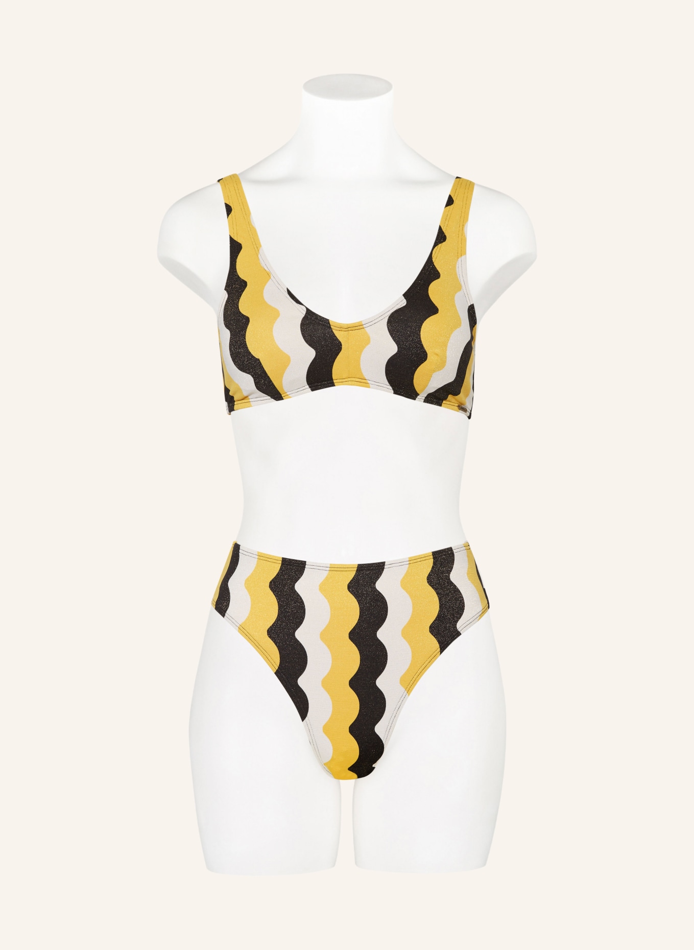 O'NEILL Bralette bikini BEACH VINTAGE with glitter thread, Color: BLACK/ WHITE/ YELLOW (Image 2)