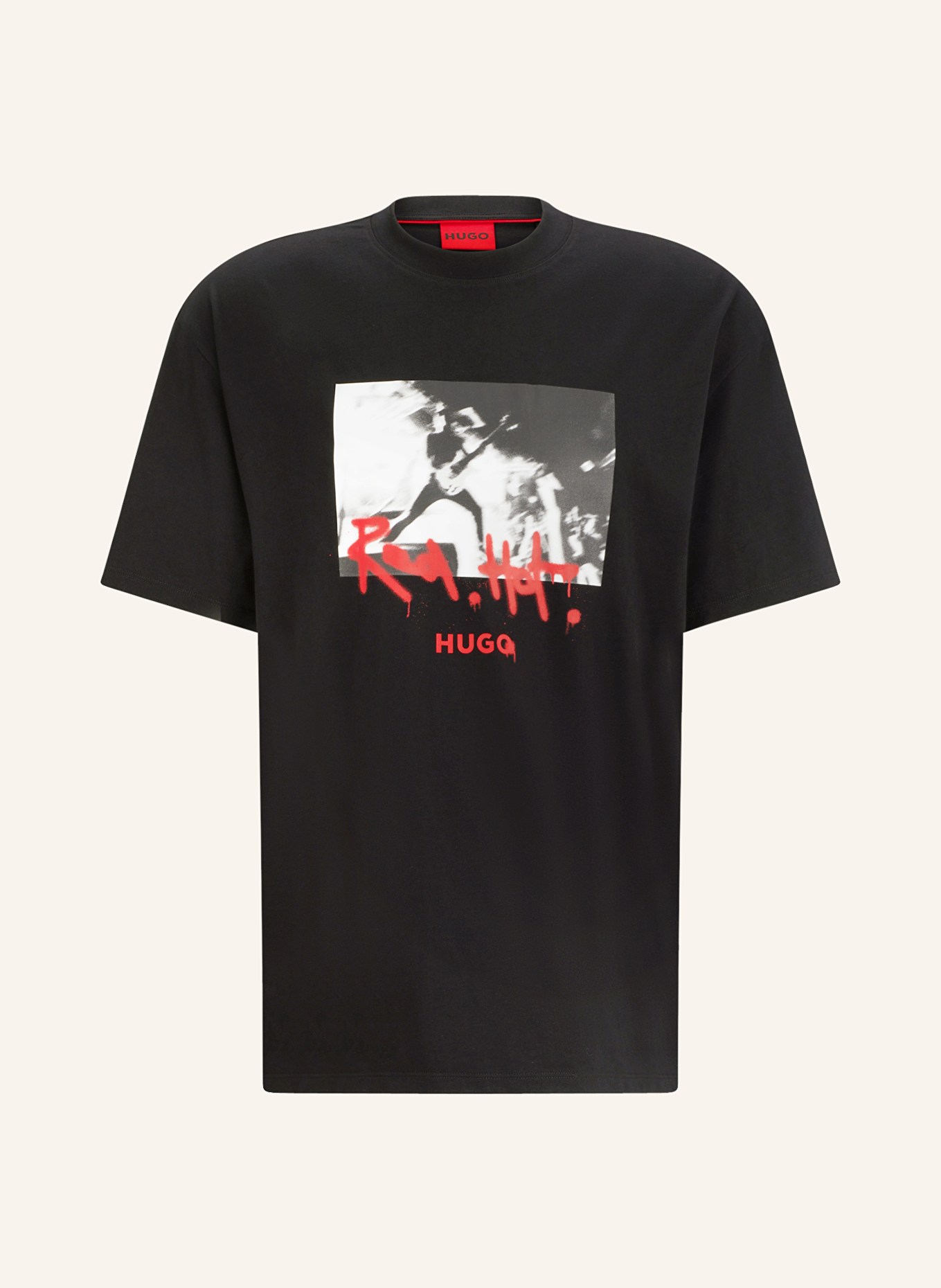 HUGO T-Shirt DOMENADE, Farbe: SCHWARZ/ WEISS/ ROT (Bild 1)