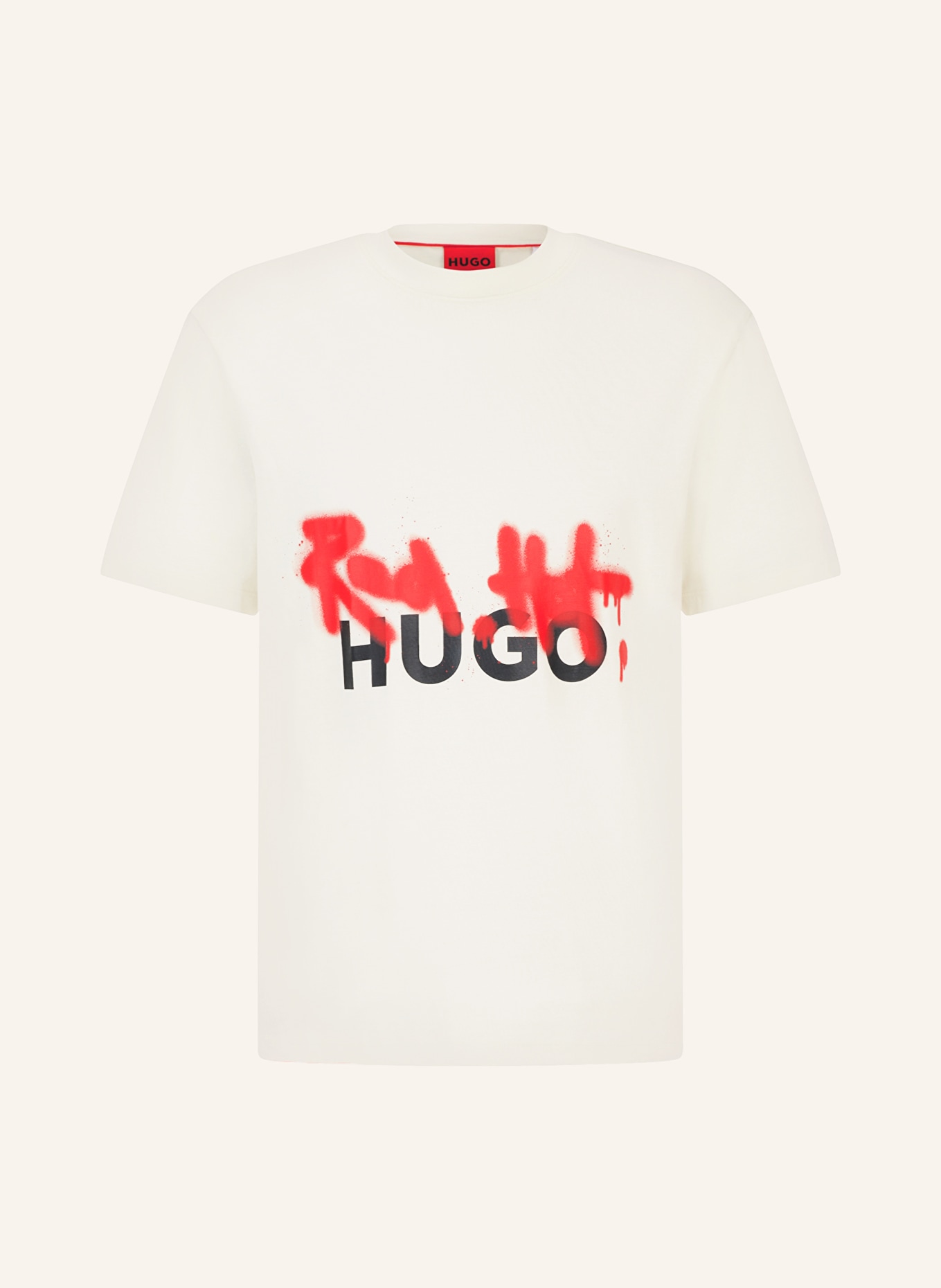 HUGO T-shirt DINRICKO, Kolor: KREMOWY/ CZARNY/ CZERWONY (Obrazek 1)