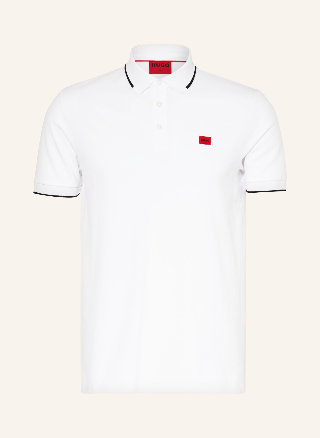 HUGO Piqué polo shirt DERESINO Slim fit, Color: WHITE (Image 1)