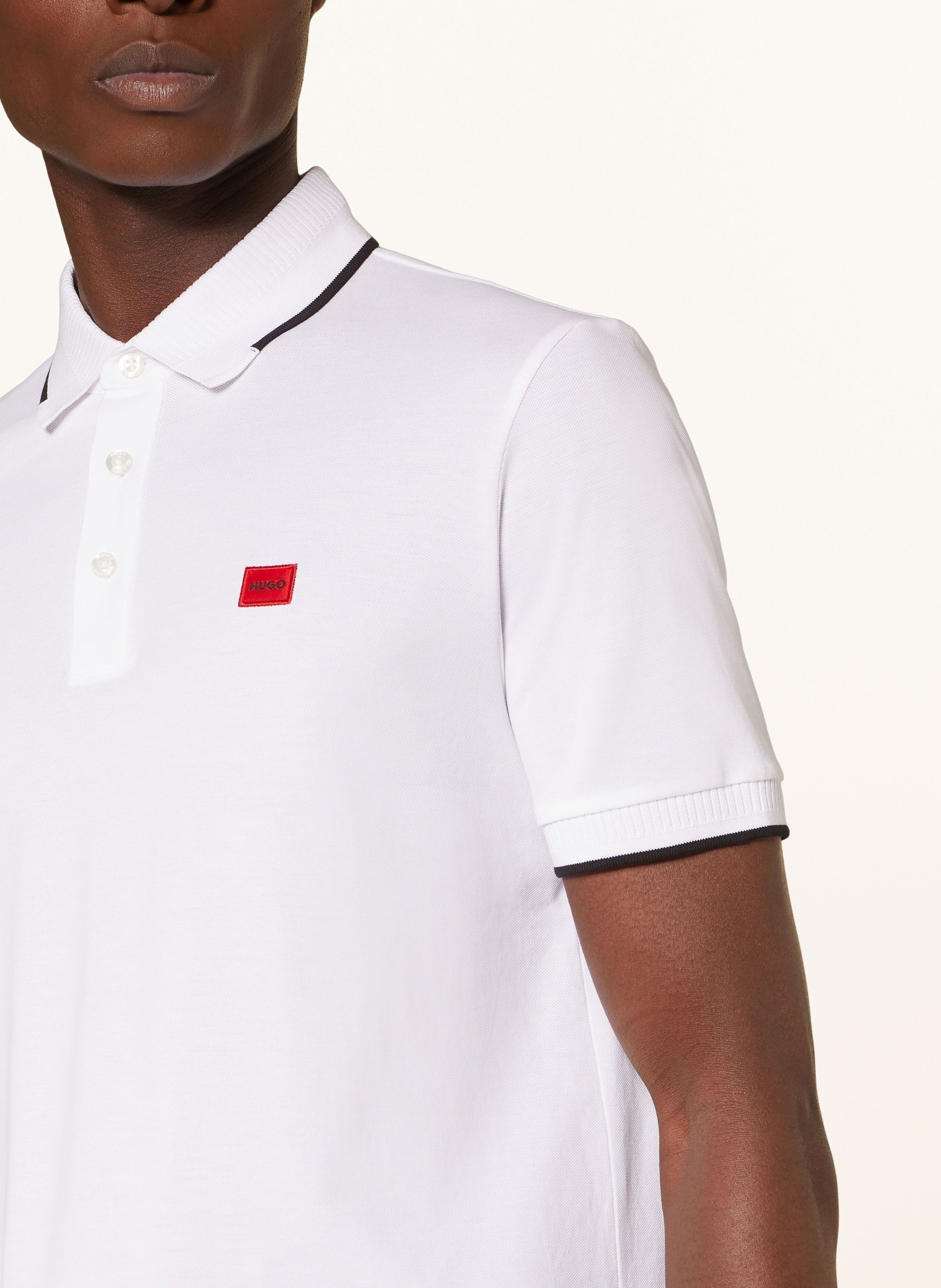 HUGO Piqué polo shirt DERESINO Slim fit, Color: WHITE (Image 4)