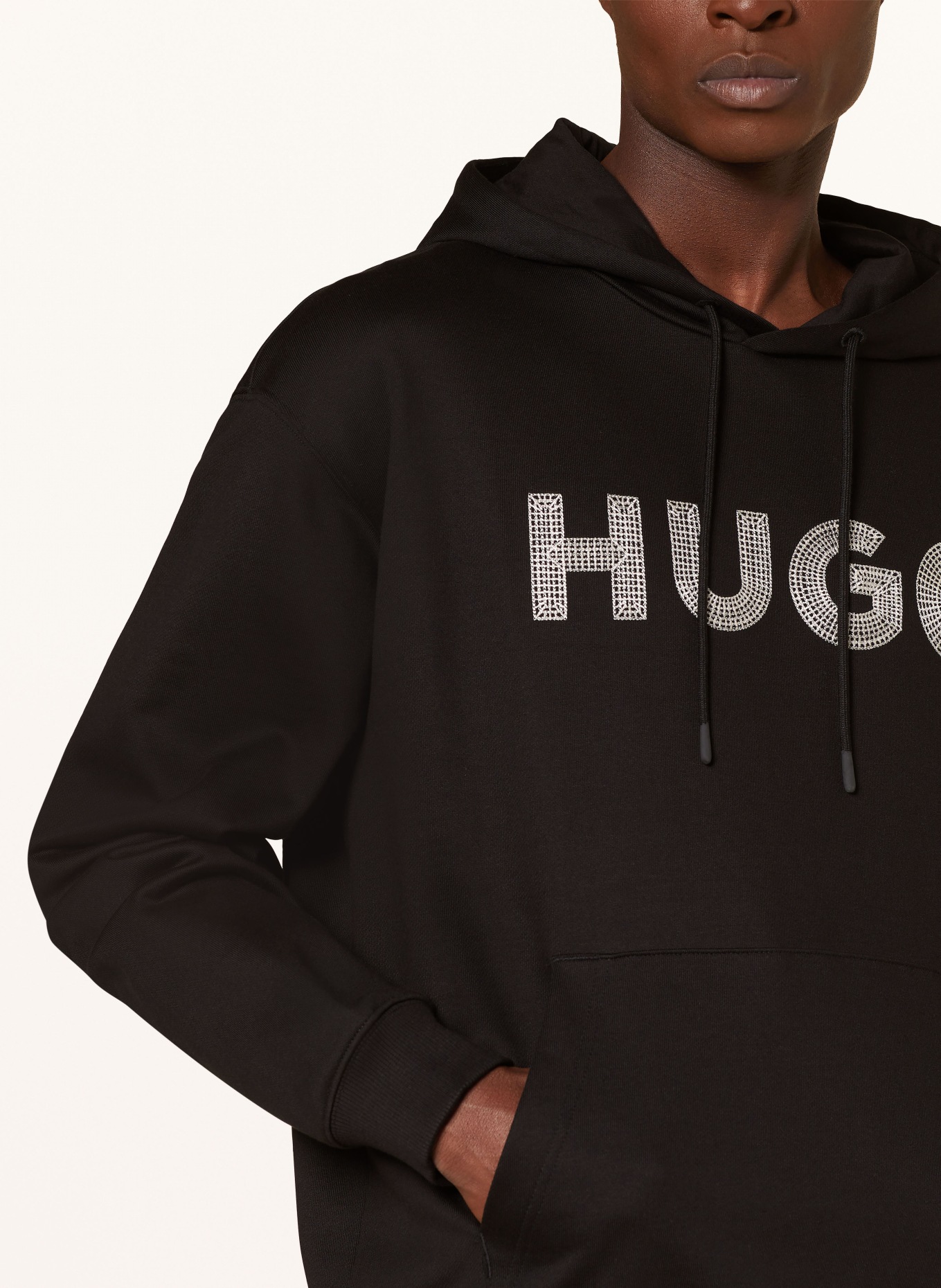 HUGO Hoodie DROCHOOD, Color: BLACK (Image 5)