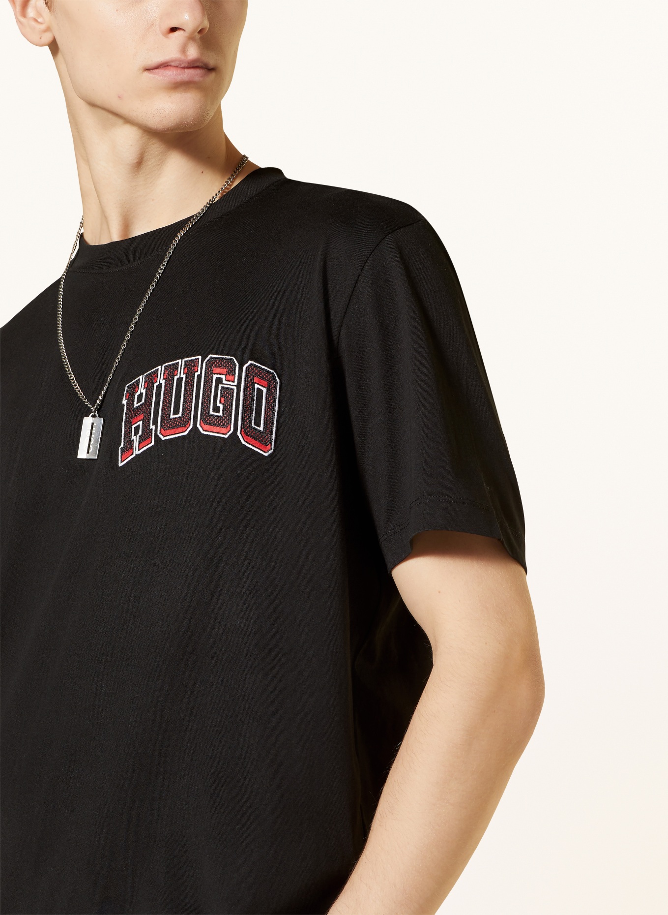 HUGO T-shirt DASKO, Color: BLACK (Image 4)