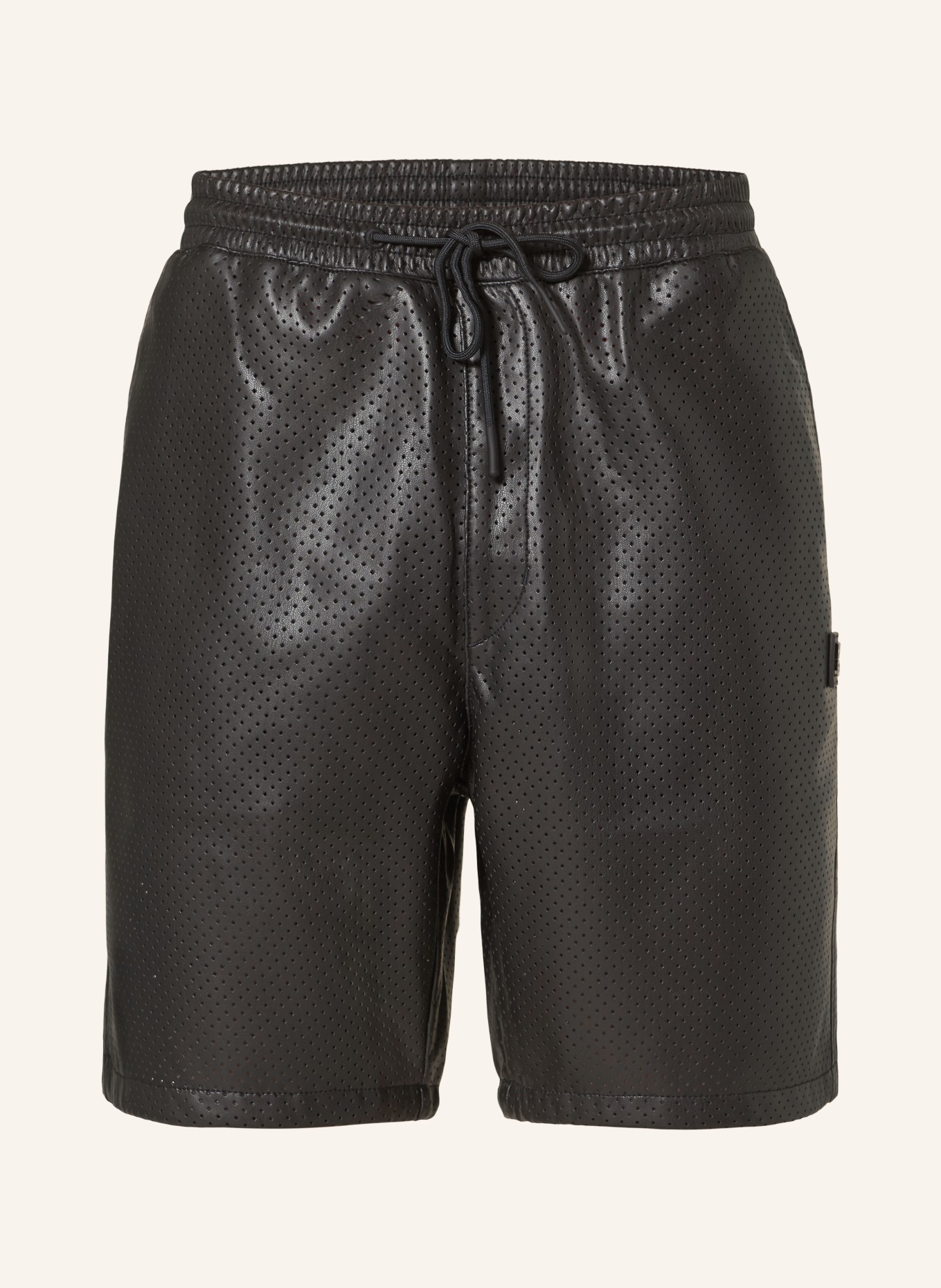 HUGO Shorts DAN242 in leather look, Color: BLACK (Image 1)