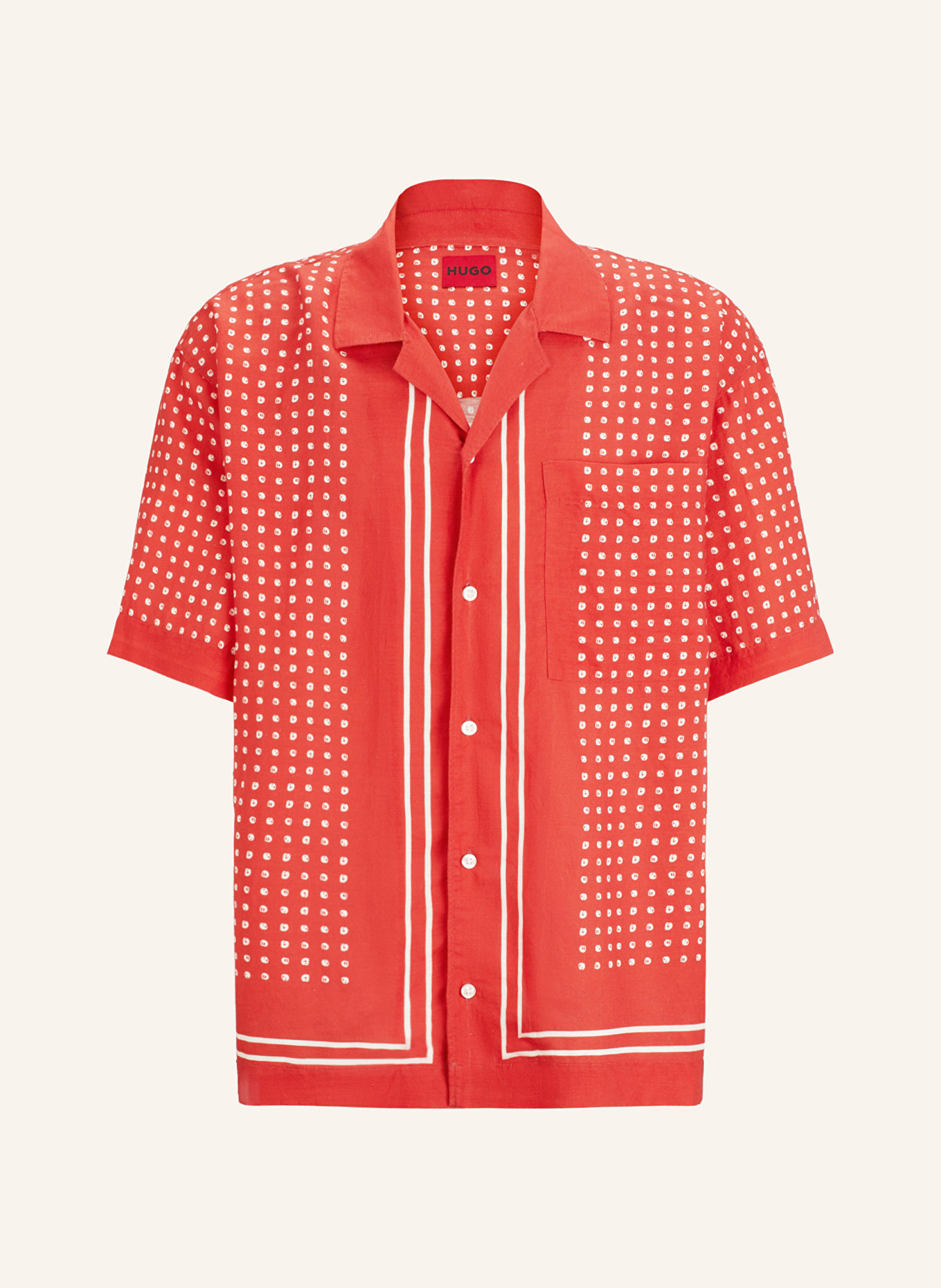 HUGO Koszula z klapami EGEENO comfort fit, Kolor: CZERWONY/ BIAŁY (Obrazek 1)