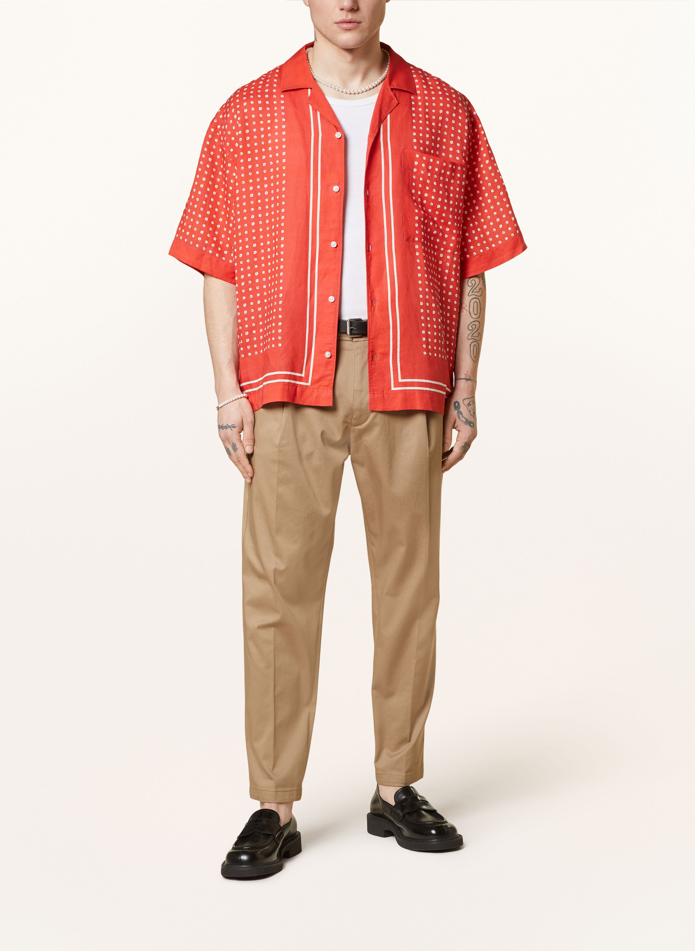 HUGO Koszula z klapami EGEENO comfort fit, Kolor: CZERWONY/ BIAŁY (Obrazek 2)