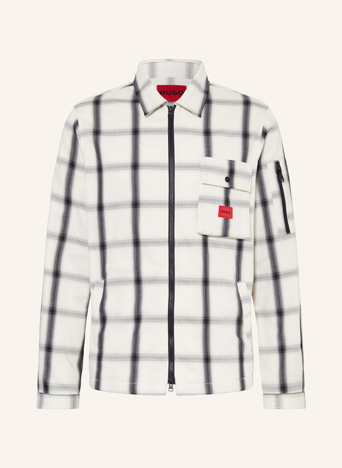 HUGO Overshirt EMMOND, Color: WHITE/ BLACK/ GRAY (Image 1)