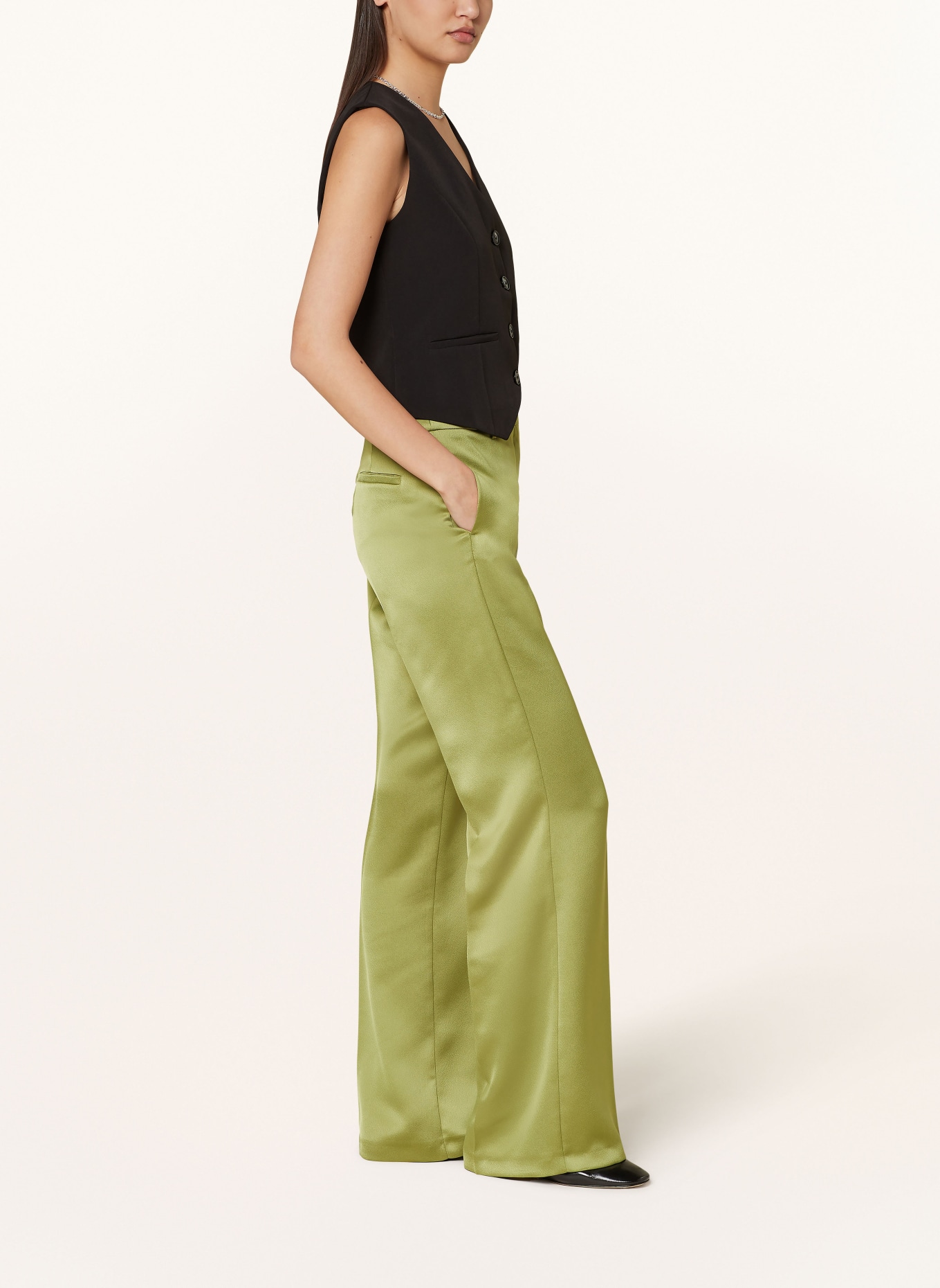 MAX & Co. Wide leg trousers STEFY made of satin, Color: LIGHT GREEN (Image 4)