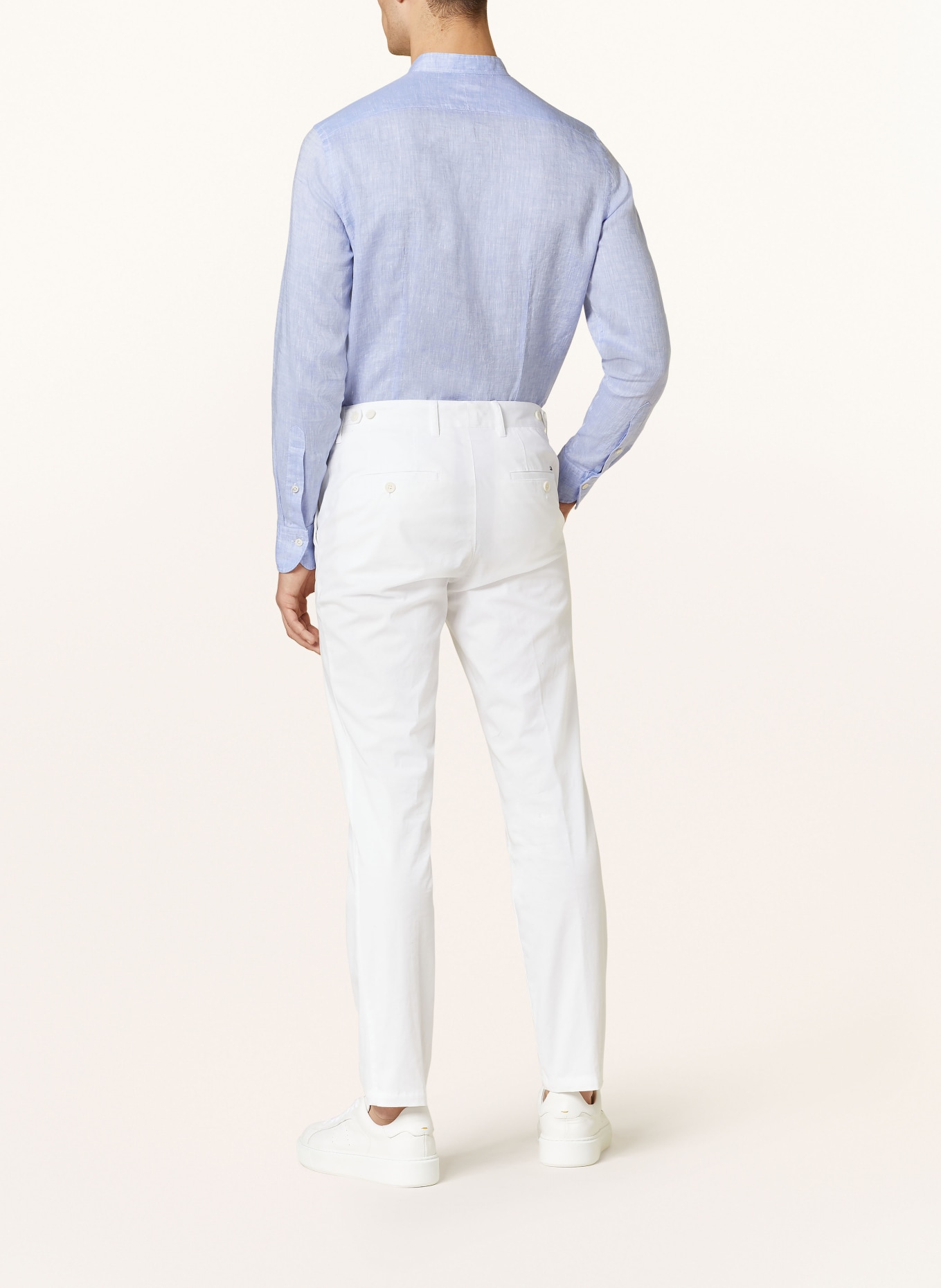 OLYMP SIGNATURE Leinenhemd Tailored Fit mit Stehkragen, Farbe: HELLBLAU (Bild 3)
