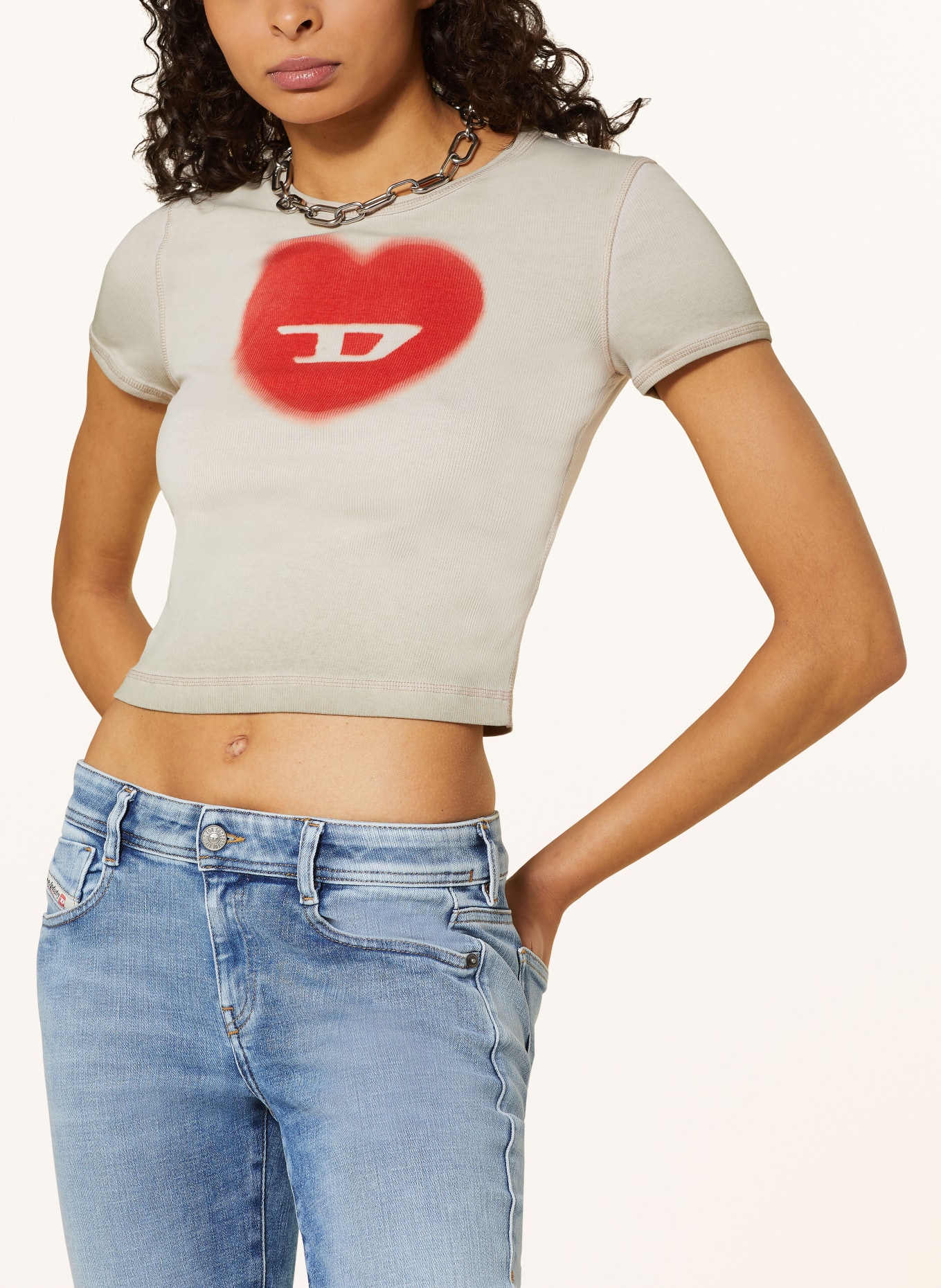 DIESEL Cropped shirt T-ELE, Color: BEIGE (Image 4)