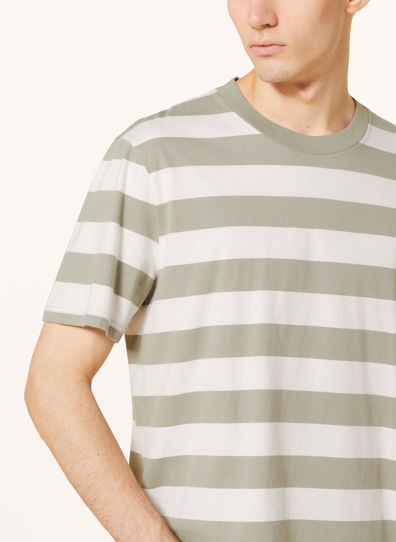 ARMEDANGELS T-shirt BAHAAR STRIPES, Color: WHITE/ LIGHT GREEN (Image 4)