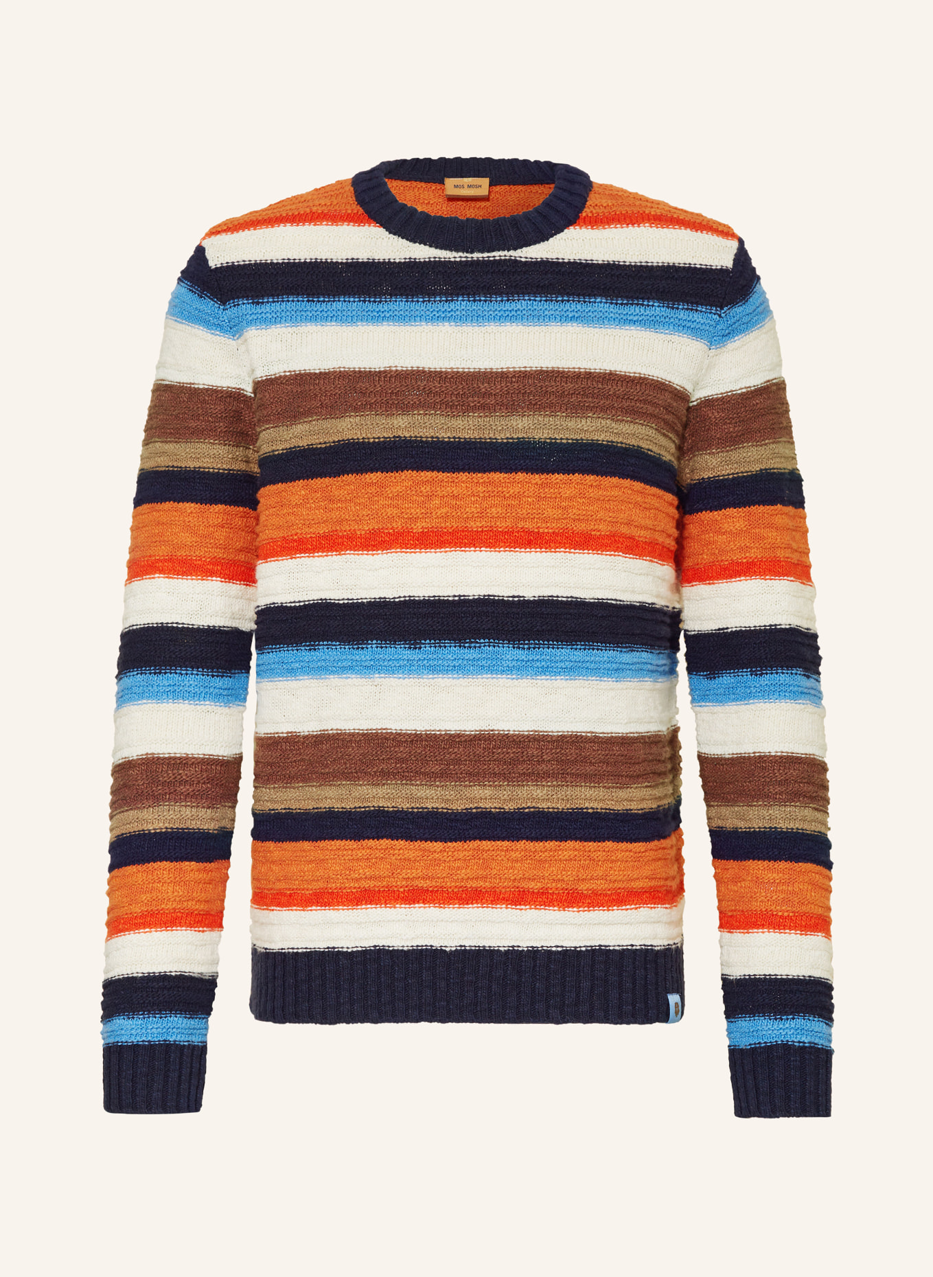 MOS MOSH Gallery Sweater MMGLUIS with linen, Color: ORANGE/ BLUE/ BROWN (Image 1)