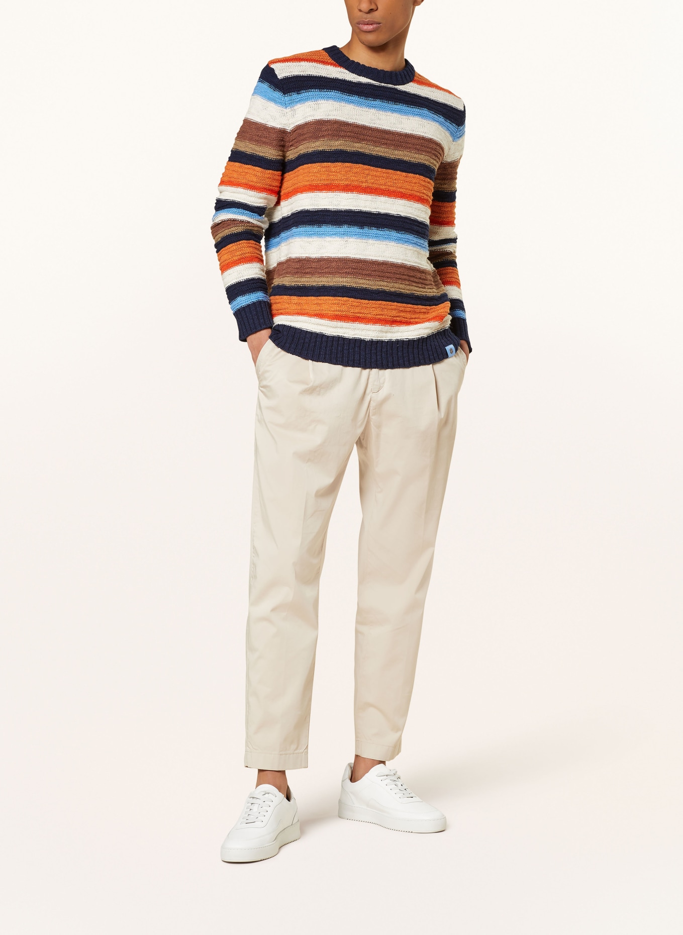 MOS MOSH Gallery Sweater MMGLUIS with linen, Color: ORANGE/ BLUE/ BROWN (Image 2)