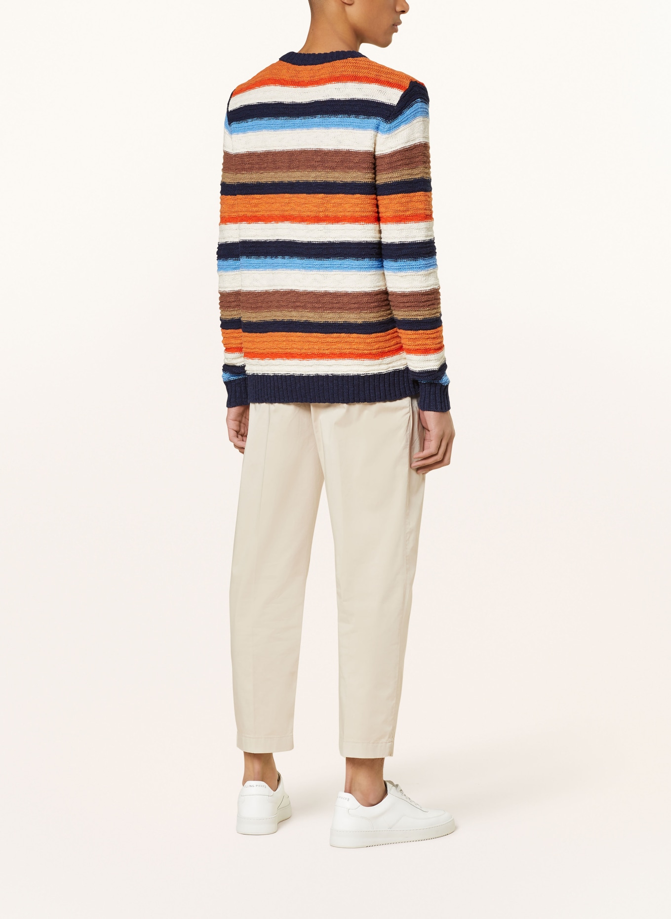 MOS MOSH Gallery Sweater MMGLUIS with linen, Color: ORANGE/ BLUE/ BROWN (Image 3)