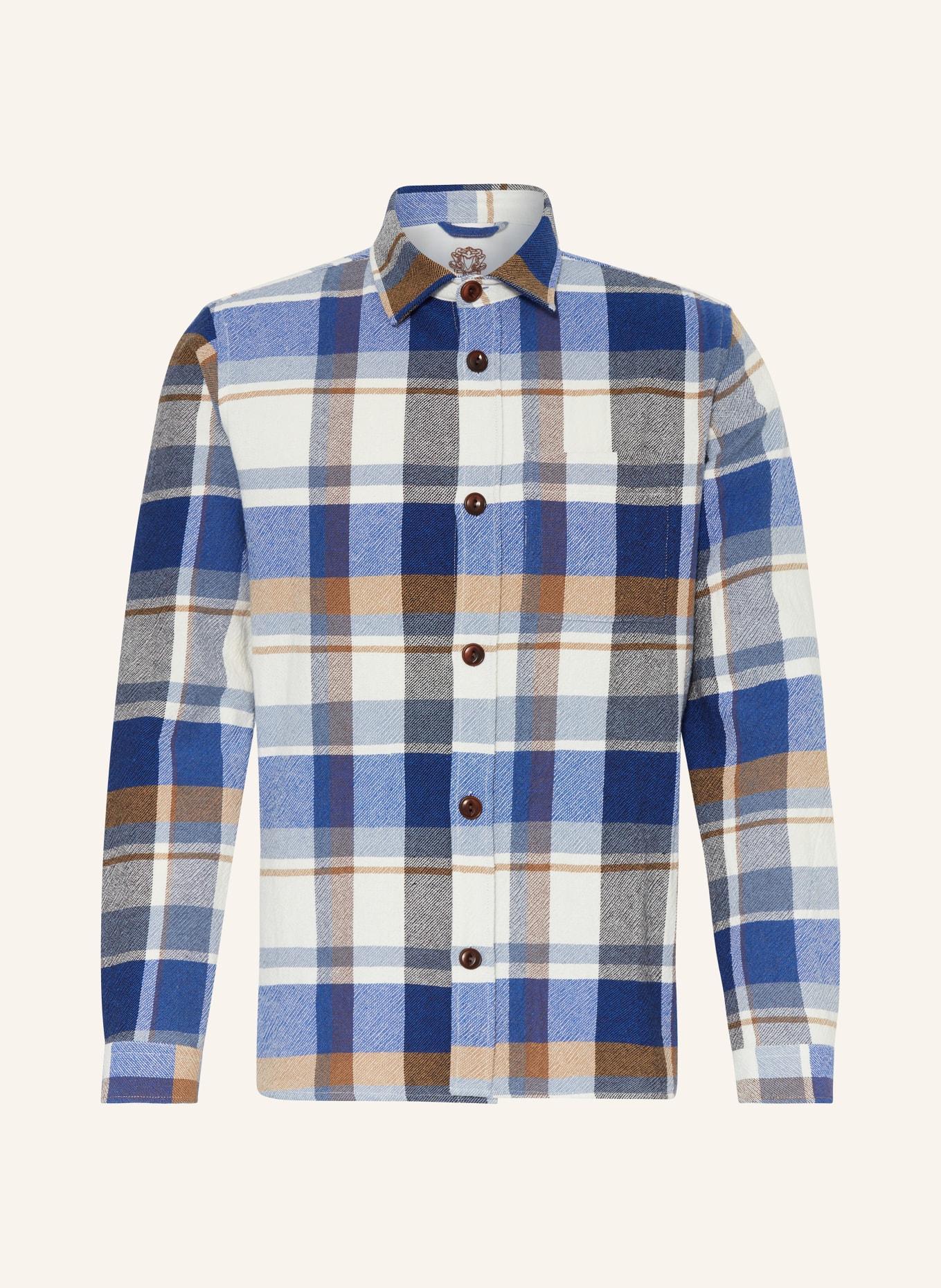 MOS MOSH Gallery Overshirt MMGDAVID, Color: BLUE/ WHITE/ BROWN (Image 1)