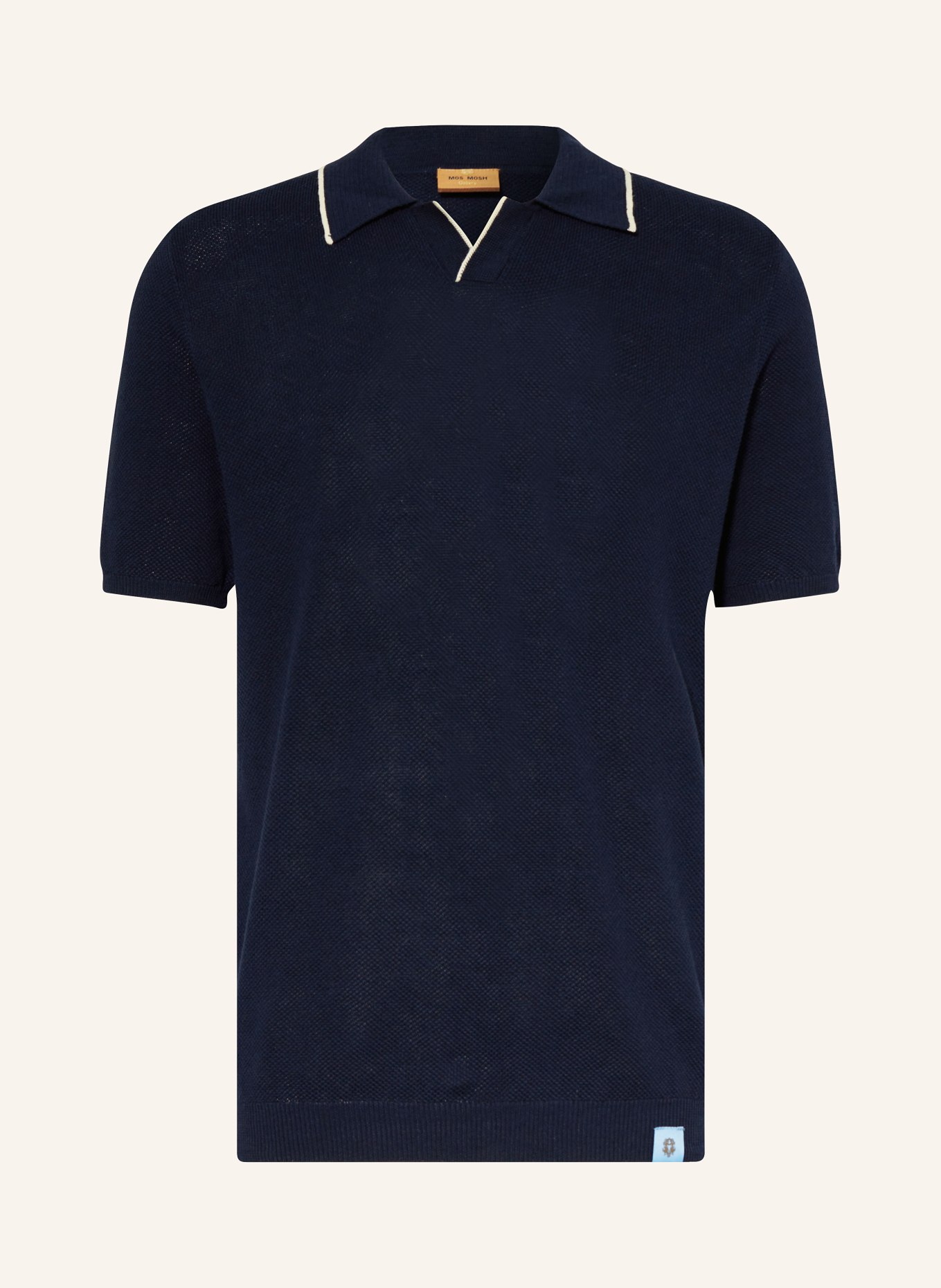 MOS MOSH Gallery Knitted polo shirt MMGJUSTIN with linen, Color: DARK BLUE (Image 1)