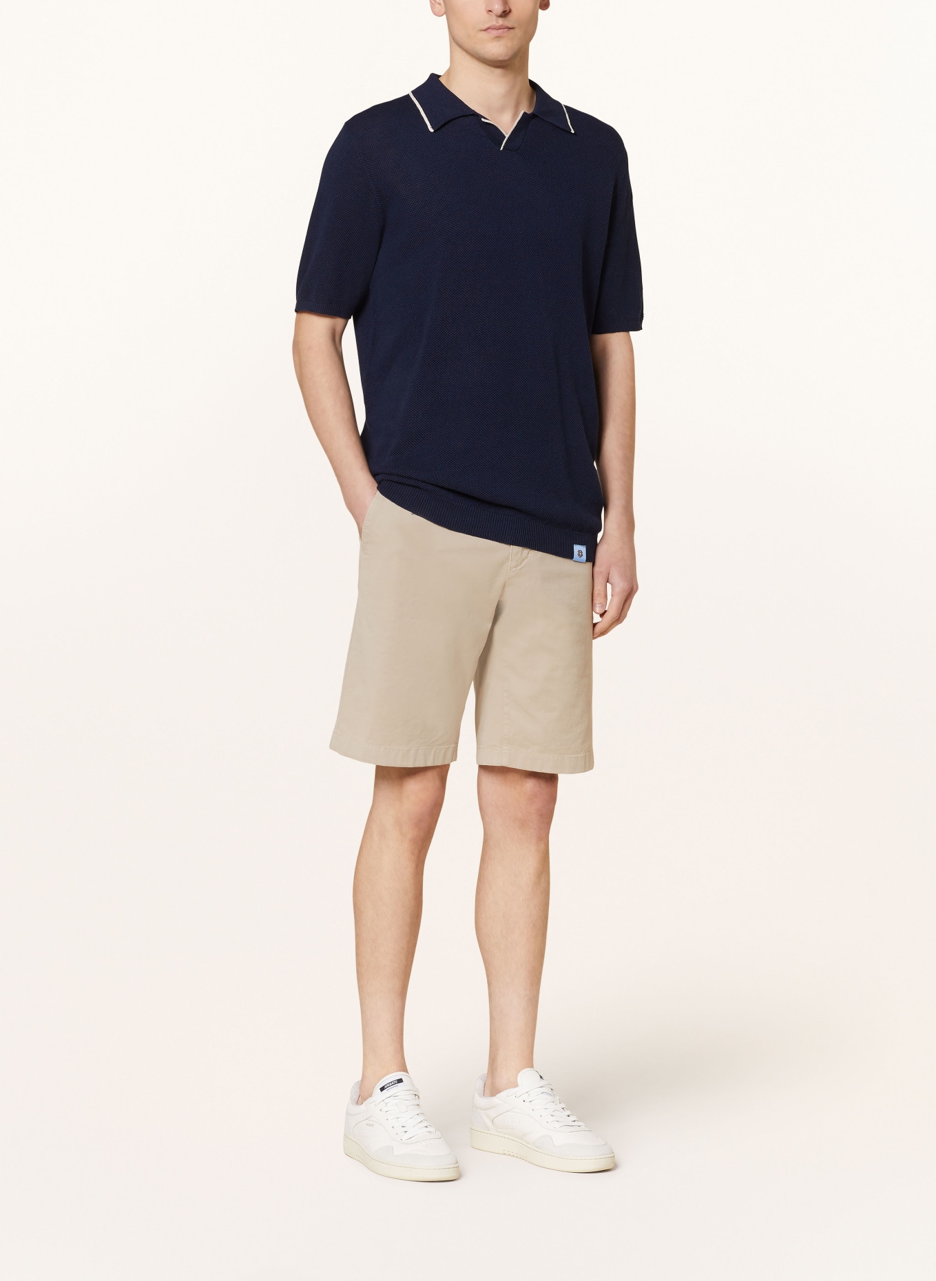 MOS MOSH Gallery Knitted polo shirt MMGJUSTIN with linen, Color: DARK BLUE (Image 2)