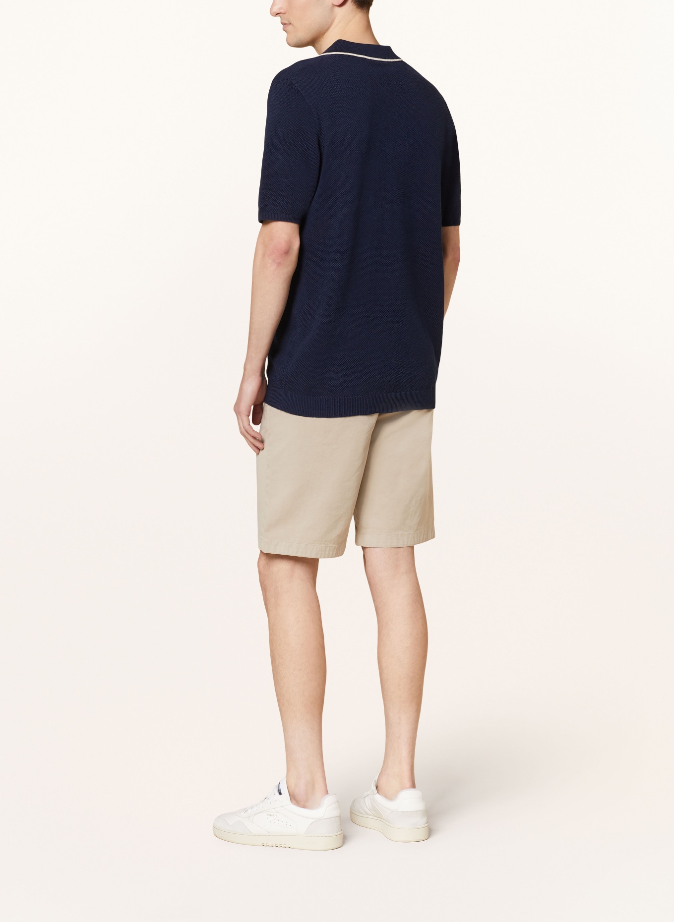 MOS MOSH Gallery Knitted polo shirt MMGJUSTIN with linen, Color: DARK BLUE (Image 3)