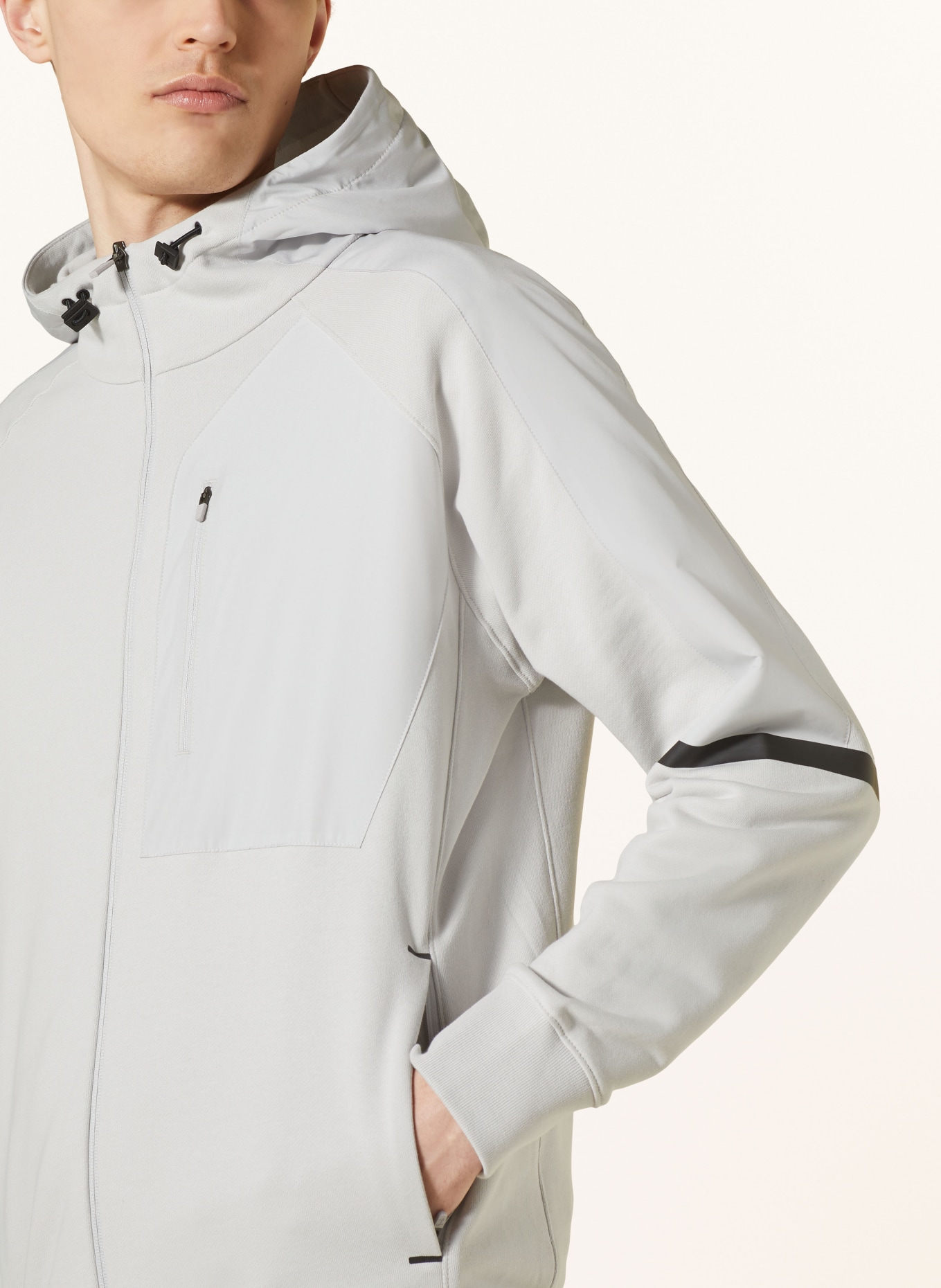HERNO LAMINAR Sweat jacket in mixed materials, Color: LIGHT GRAY (Image 5)